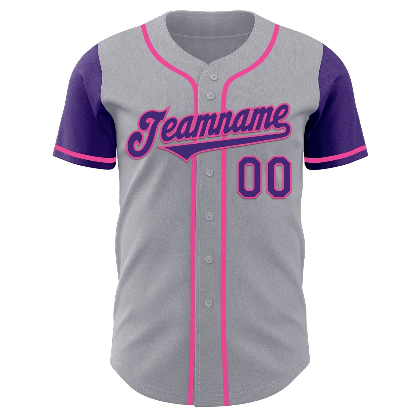 Custom Gray Purple-Pink Authentic Two Tone Baseball Jersey baseball jersey product view 2
