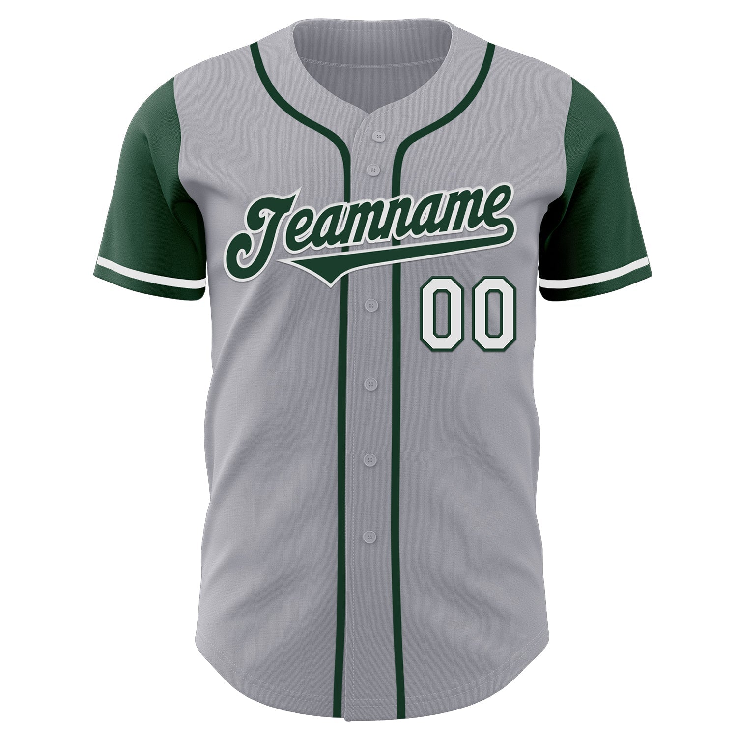 Custom Gray Green-White Authentic Two Tone Baseball Jersey baseball jersey product view 2