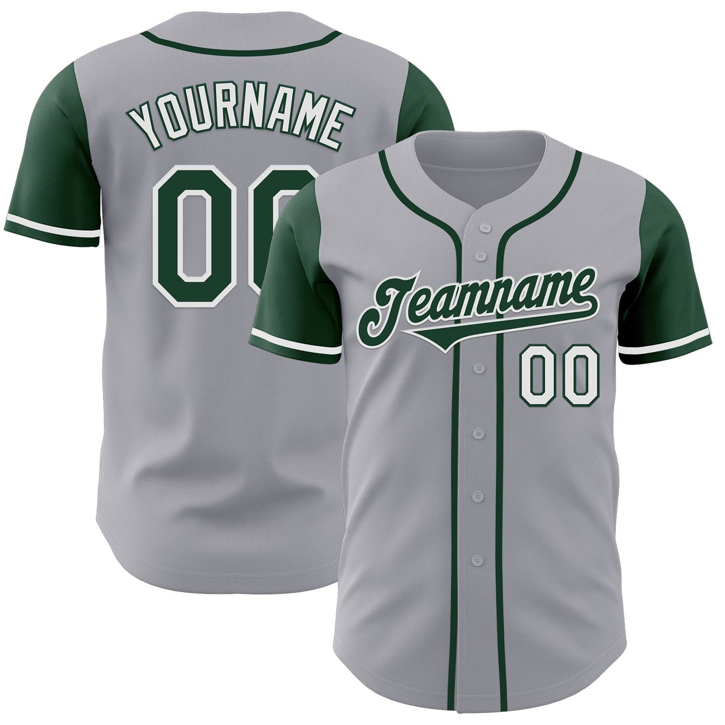 Custom Gray Green-White Authentic Two Tone Baseball Jersey baseball jersey product view 1