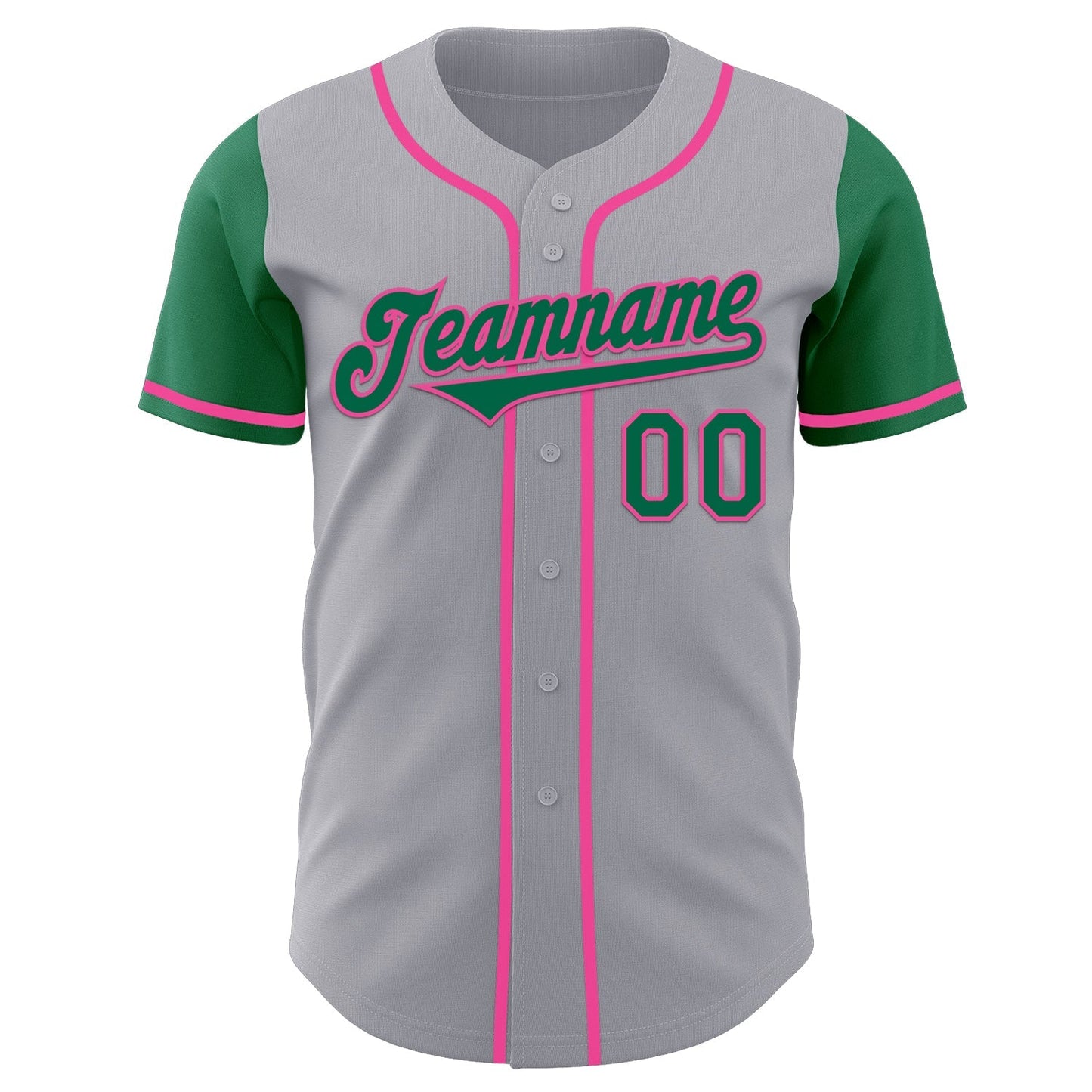 Custom Gray Kelly Green-Pink Authentic Two Tone Baseball Jersey baseball jersey product view 2