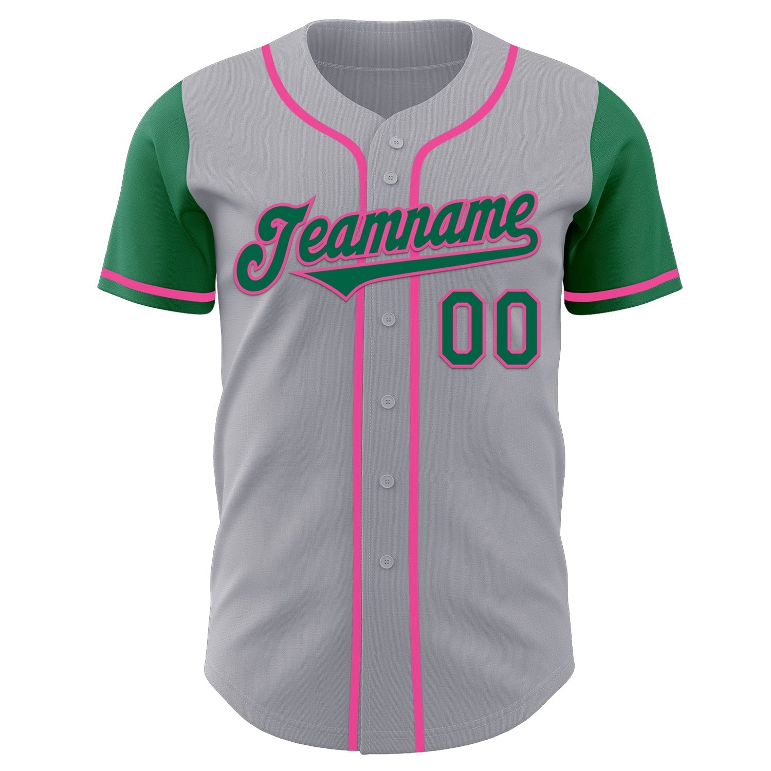 Custom Gray Kelly Green-Pink Authentic Two Tone Baseball Jersey baseball jersey product view 2