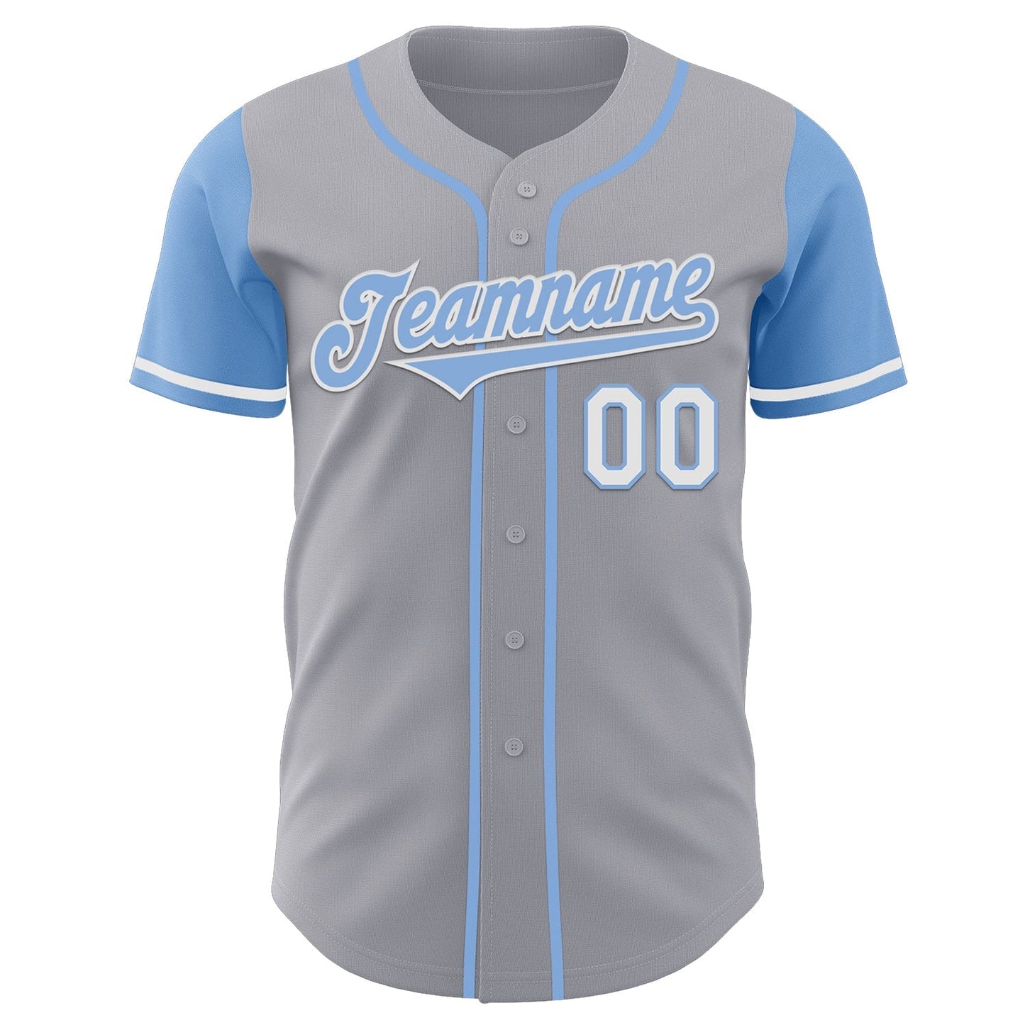 Custom Gray Light Blue-White Authentic Two Tone Baseball Jersey baseball jersey product view 2