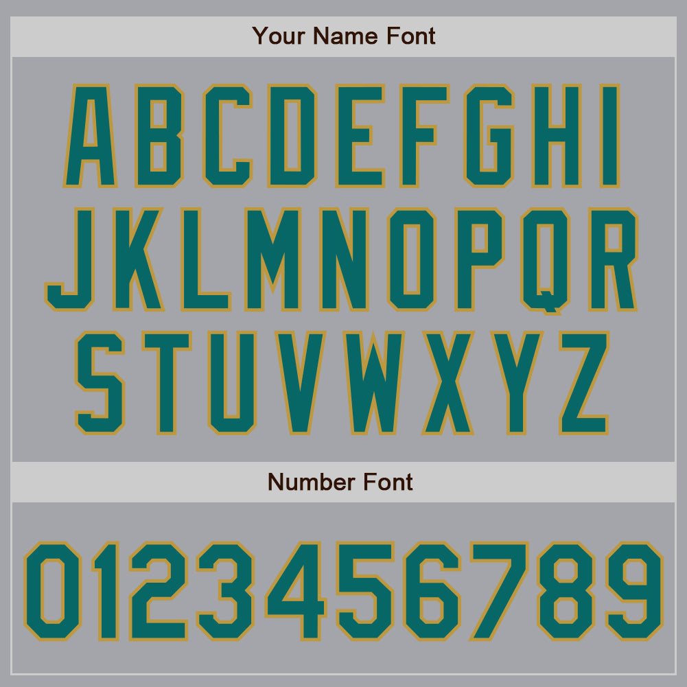 Custom Gray Teal-Old Gold Authentic Two Tone Baseball Jersey baseball jersey product view 5