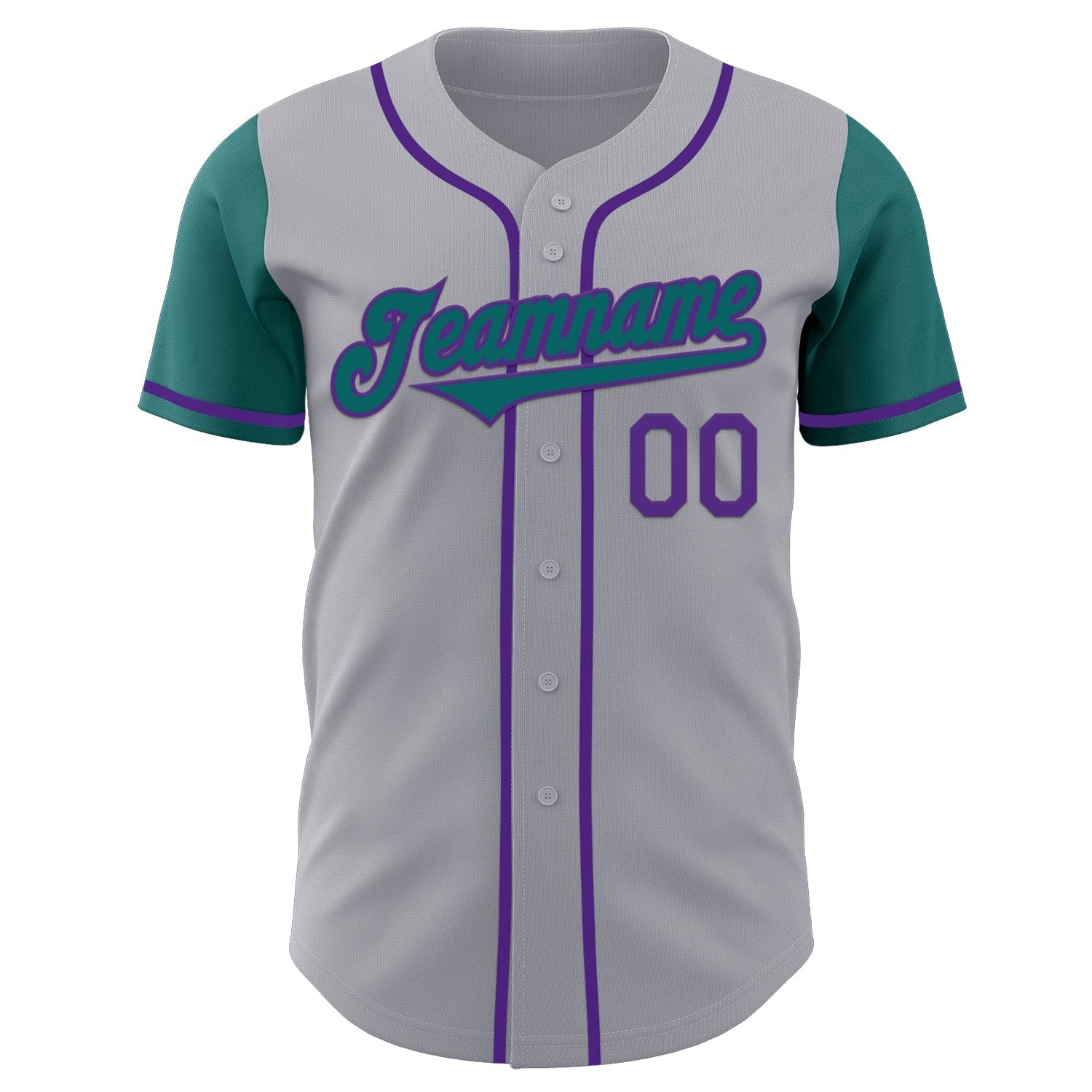 Custom Gray Teal-Purple Authentic Two Tone Baseball Jersey baseball jersey product view 2