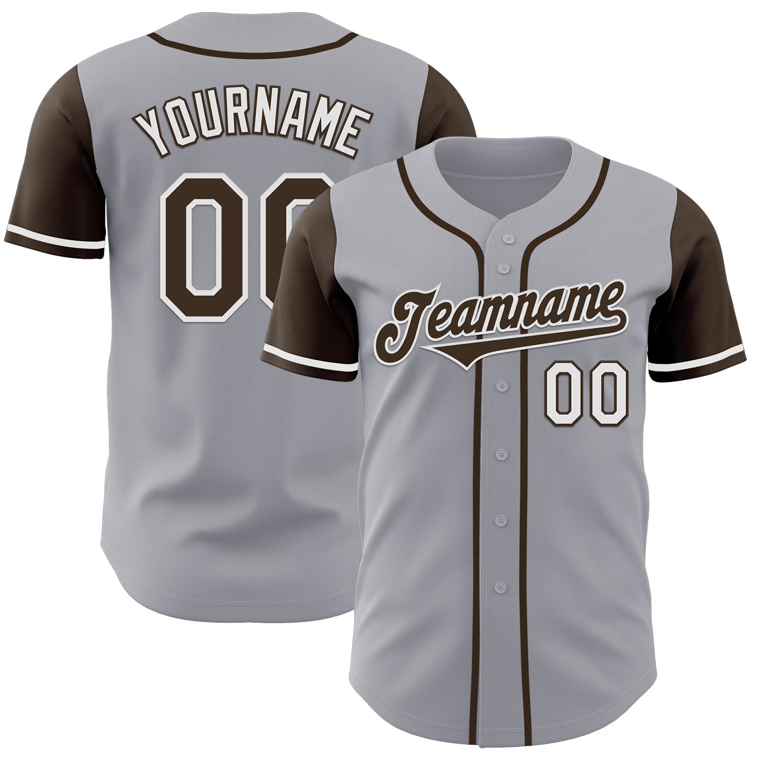 Custom Gray Brown-White Authentic Two Tone Baseball Jersey baseball jersey product view 1