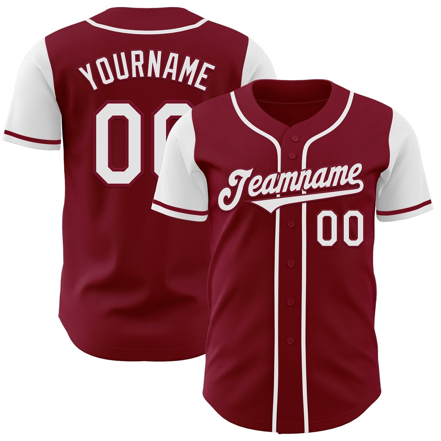 Custom Crimson White Authentic Two Tone Baseball Jersey baseball jersey product view 1
