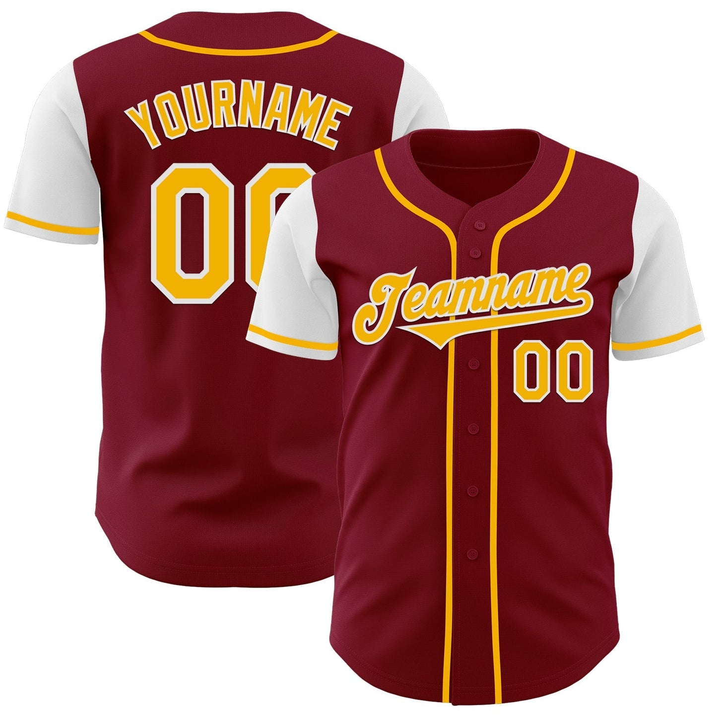 Custom Crimson Gold-White Authentic Two Tone Baseball Jersey baseball jersey product view 1