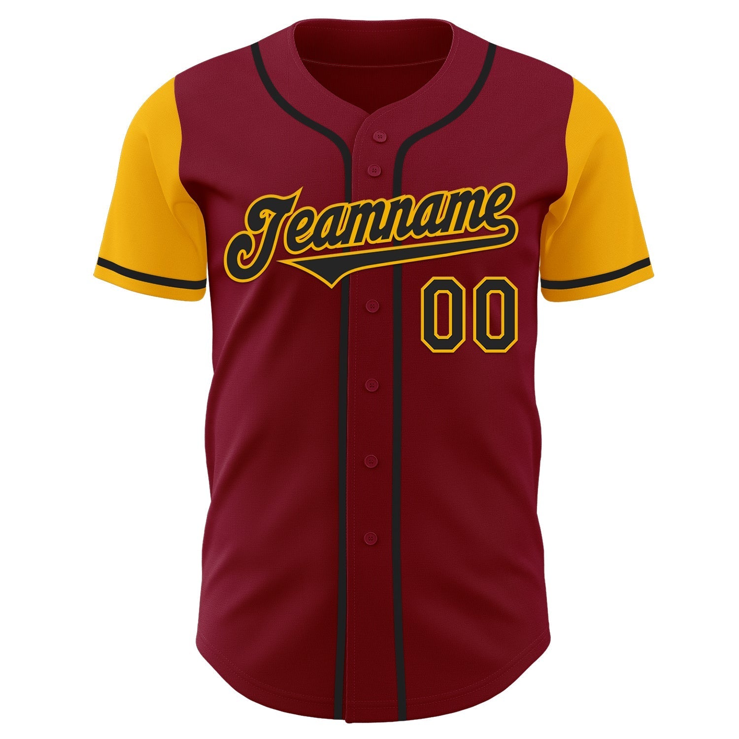 Custom Crimson Black-Gold Authentic Two Tone Baseball Jersey baseball jersey product view 2