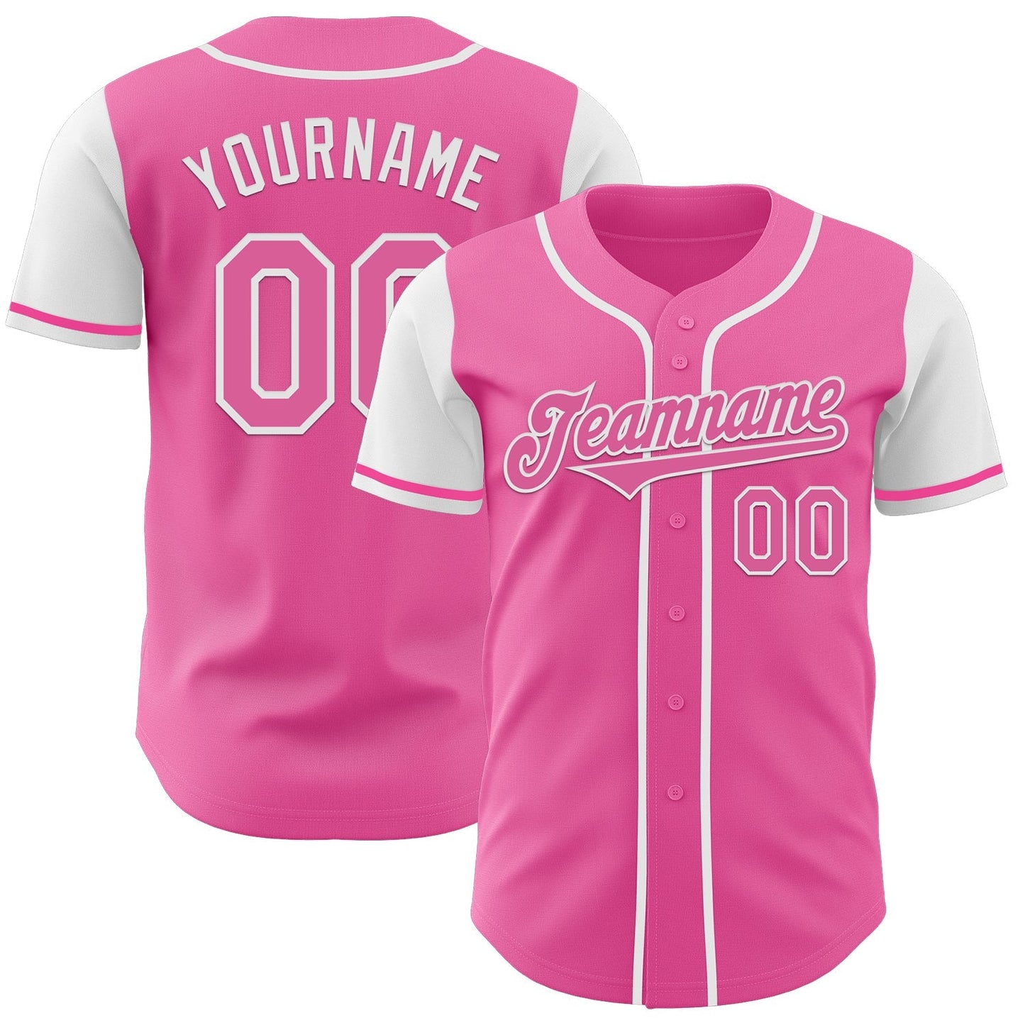 Custom Pink White Authentic Two Tone Baseball Jersey baseball jersey product view 1