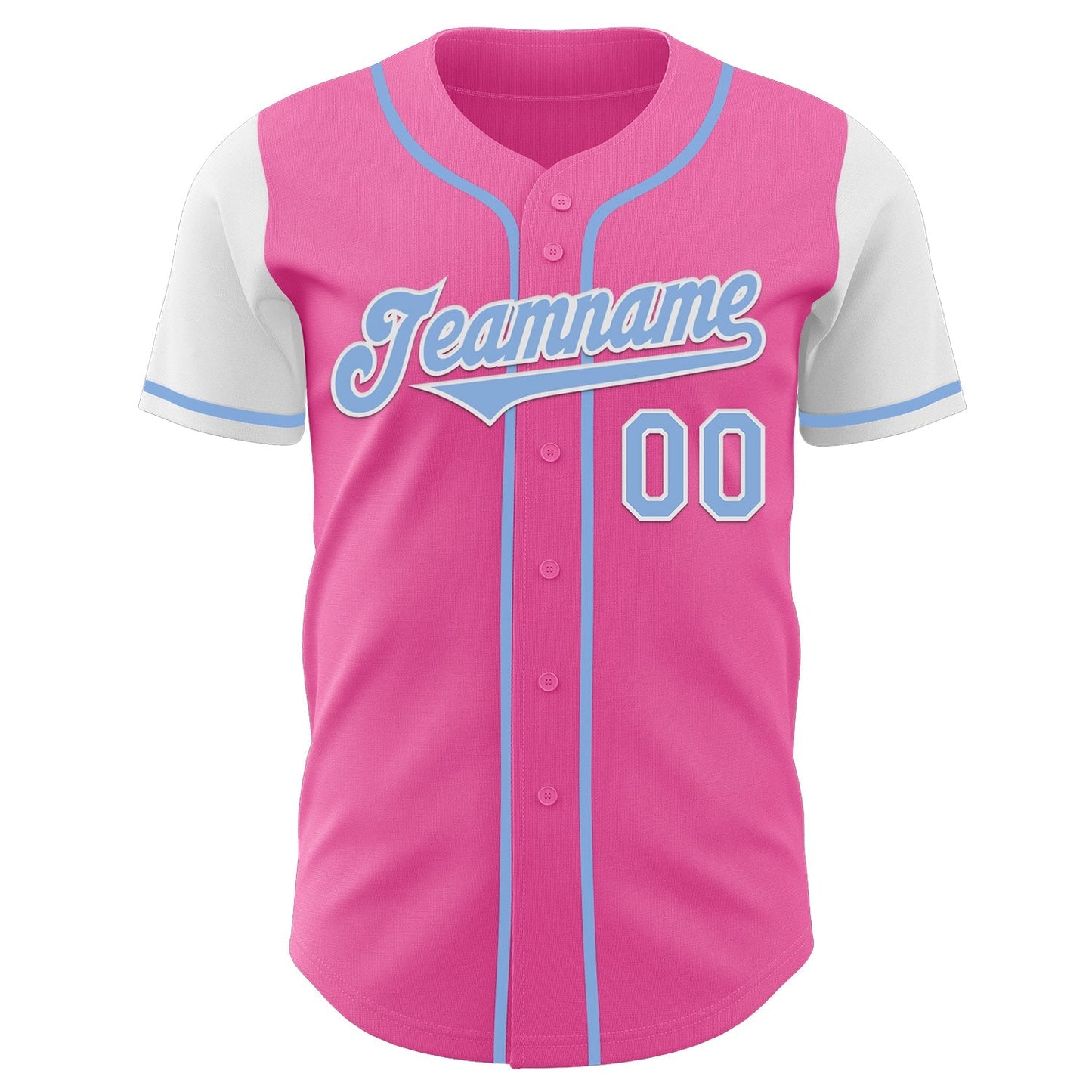 Custom Pink Light Blue-White Authentic Two Tone Baseball Jersey baseball jersey product view 2