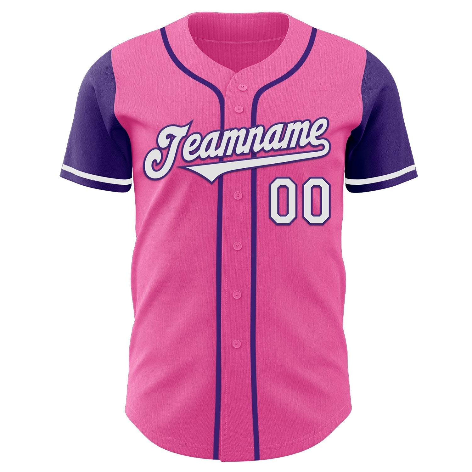 Custom Pink White-Purple Authentic Two Tone Baseball Jersey baseball jersey product view 2