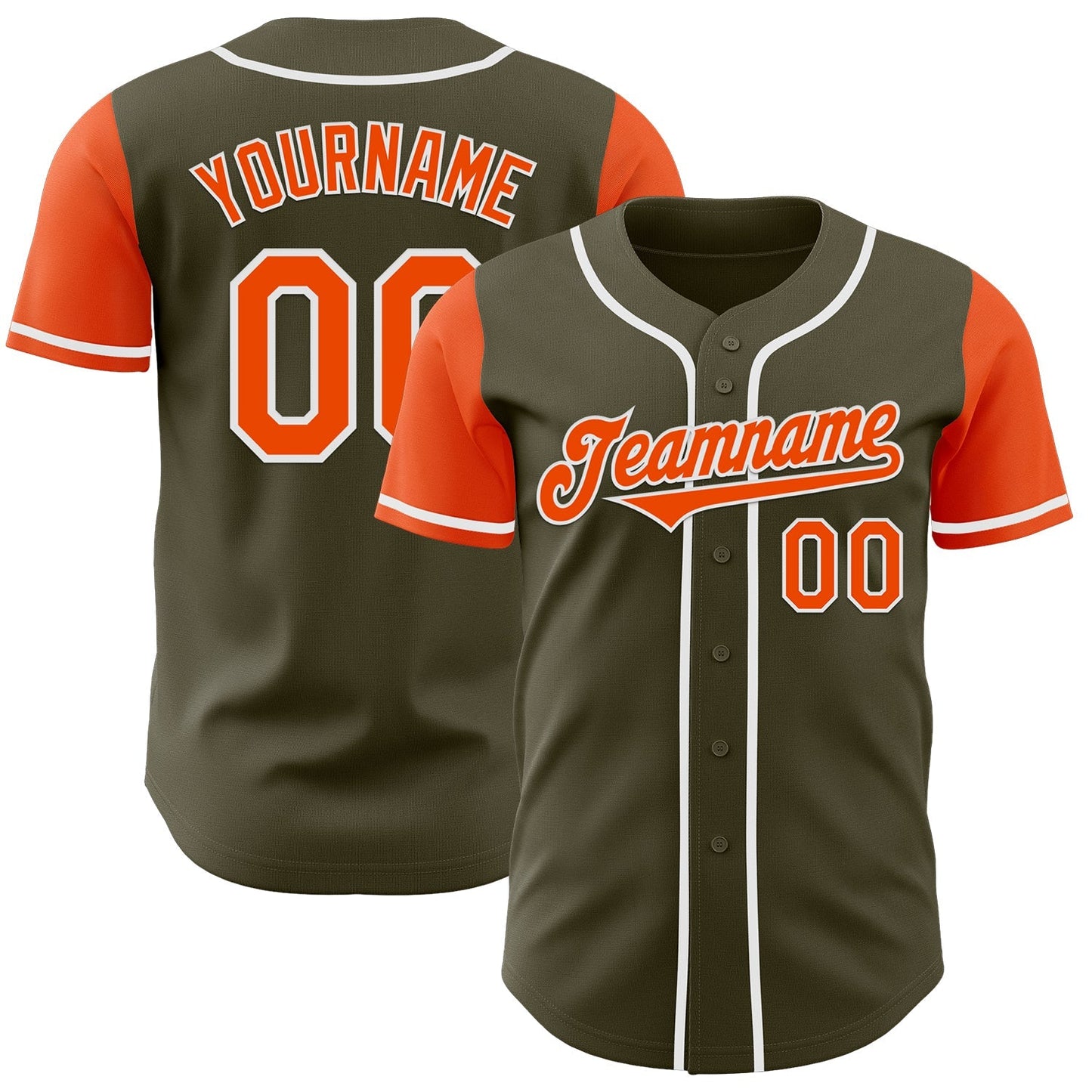 Custom Olive Orange-White Authentic Two Tone Salute To Service Baseball Jersey baseball jersey product view 1