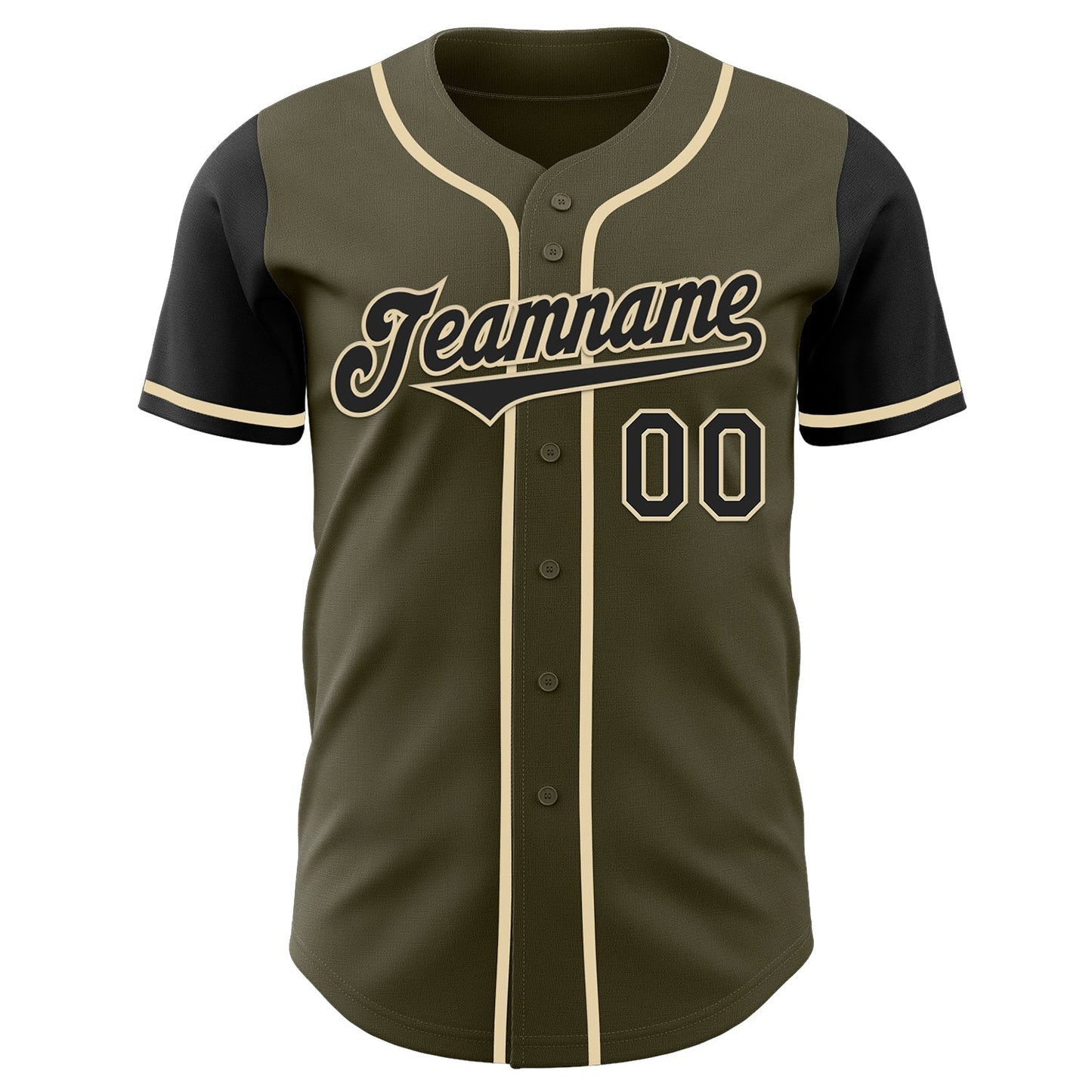 Custom Olive Black-Cream Authentic Two Tone Salute To Service Baseball Jersey baseball jersey product view 2