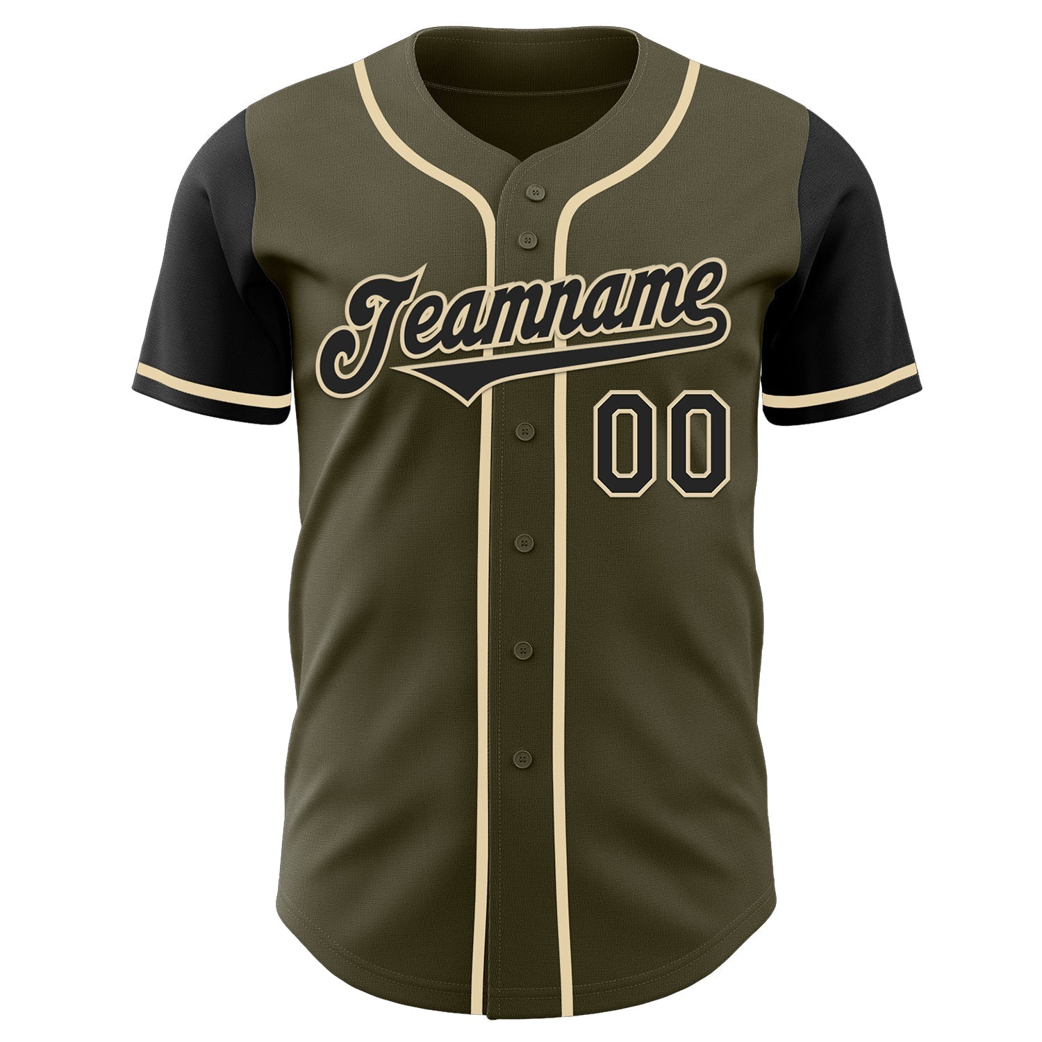 Custom Olive Black-Cream Authentic Two Tone Salute To Service Baseball Jersey baseball jersey product view 2