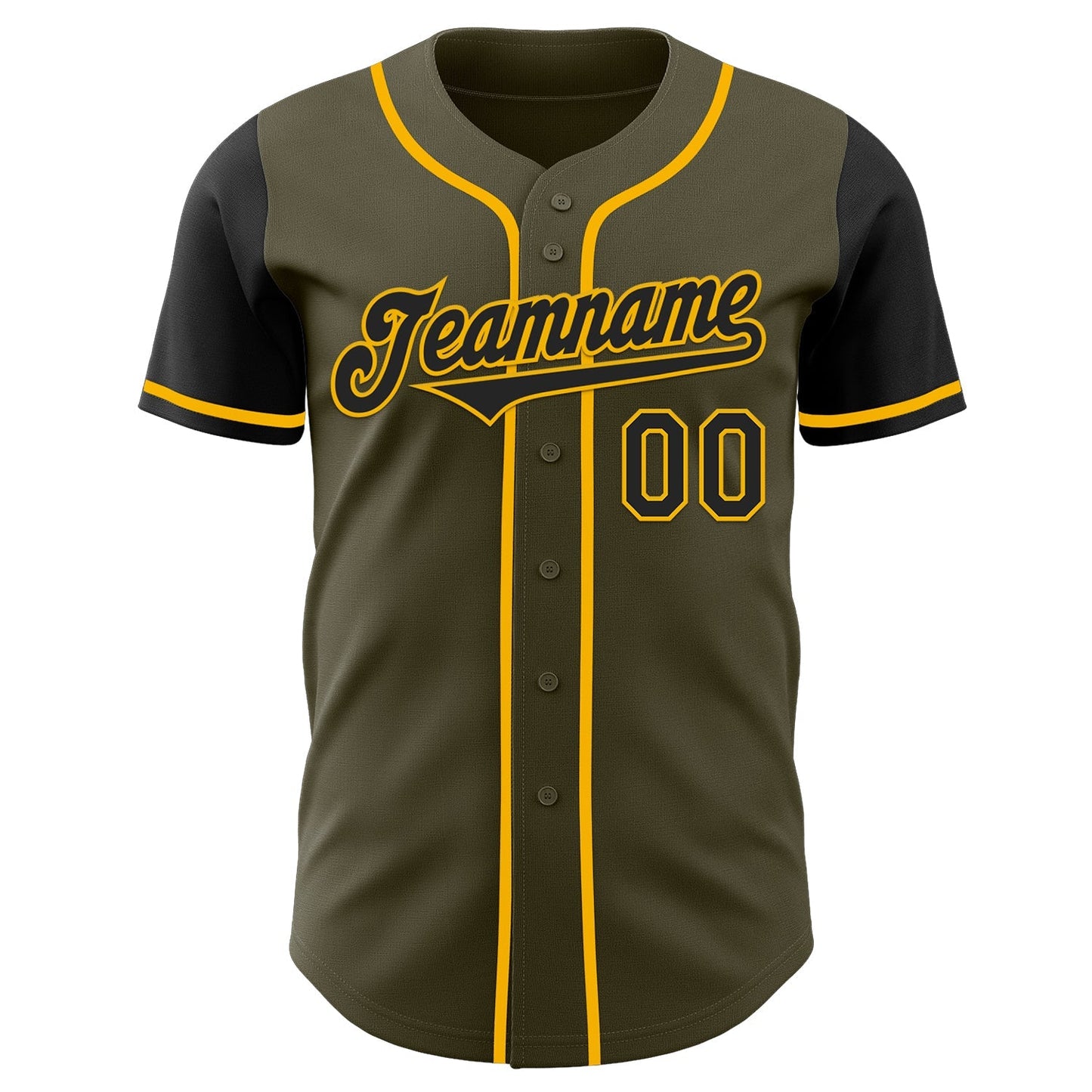 Custom Olive Black-Gold Authentic Two Tone Salute To Service Baseball Jersey baseball jersey product view 2