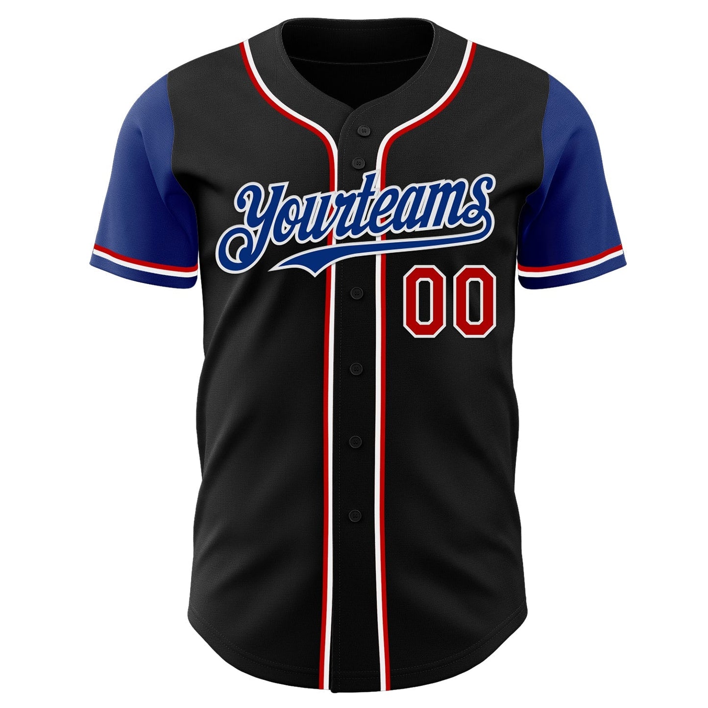 Custom Black Red Royal-White Authentic Two Tone Baseball Jersey baseball jersey product view 2