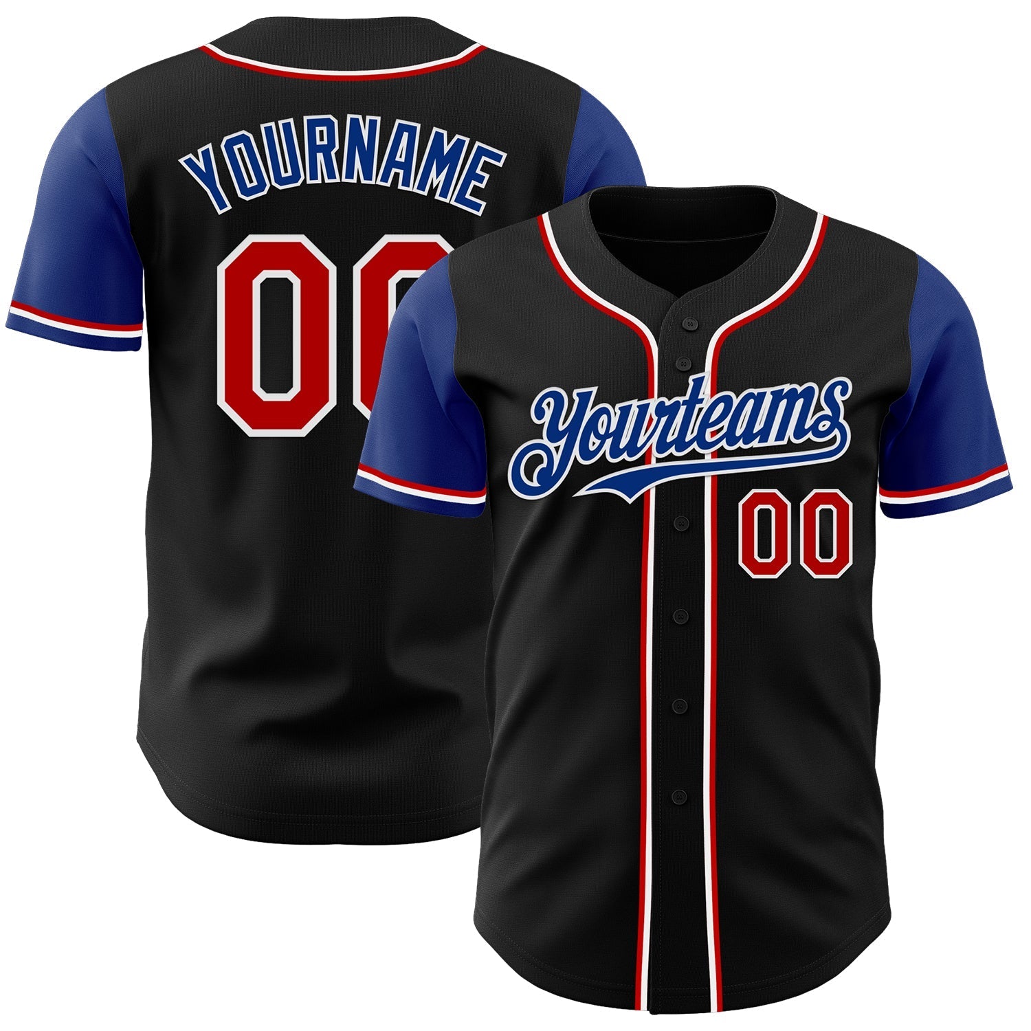 Custom Black Red Royal-White Authentic Two Tone Baseball Jersey baseball jersey product view 1