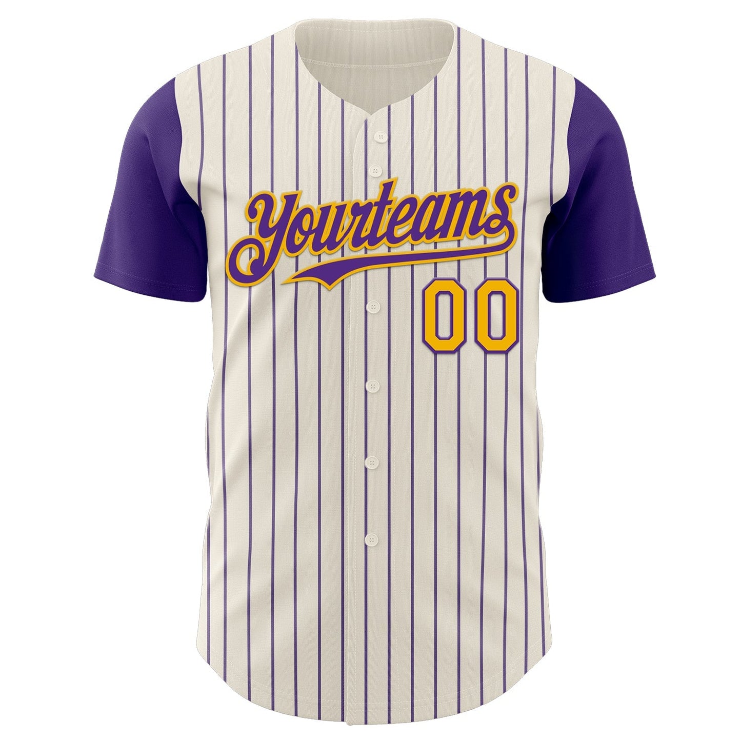 Custom Cream Purple Pinstripe Gold Authentic Two Tone Baseball Jersey baseball jersey product view 2