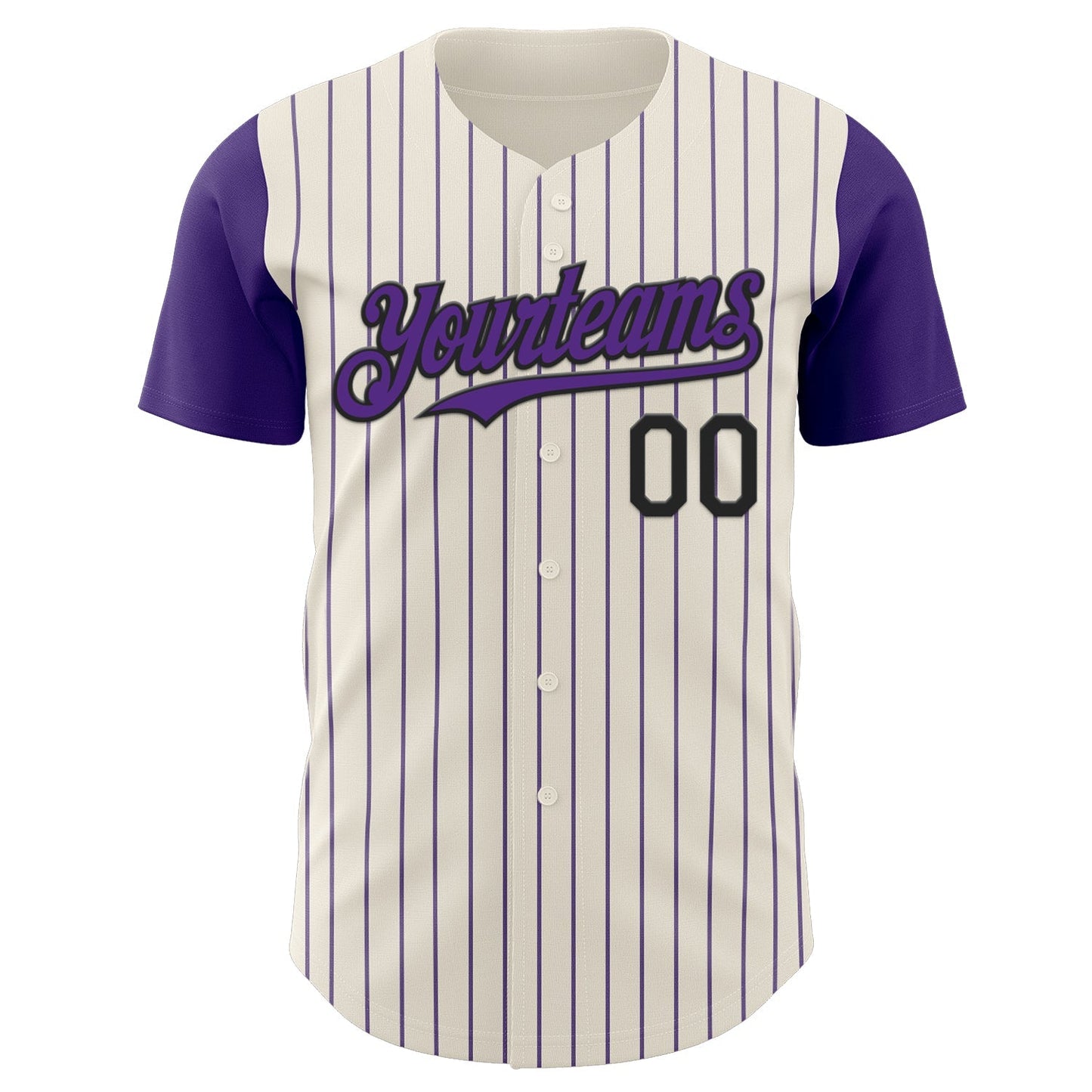 Custom Cream Purple Pinstripe Black Authentic Two Tone Baseball Jersey baseball jersey product view 2