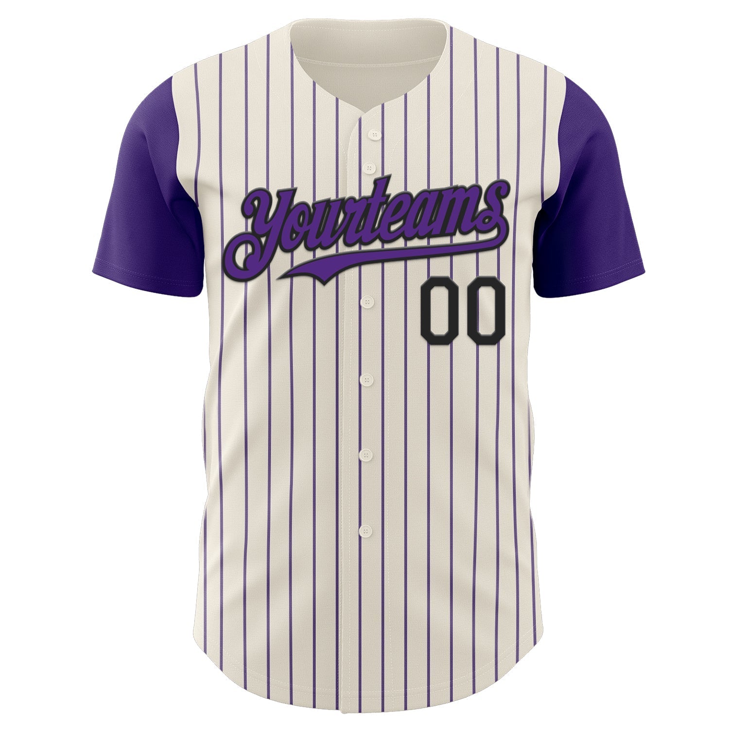 Custom Cream Purple Pinstripe Black Authentic Two Tone Baseball Jersey baseball jersey product view 2