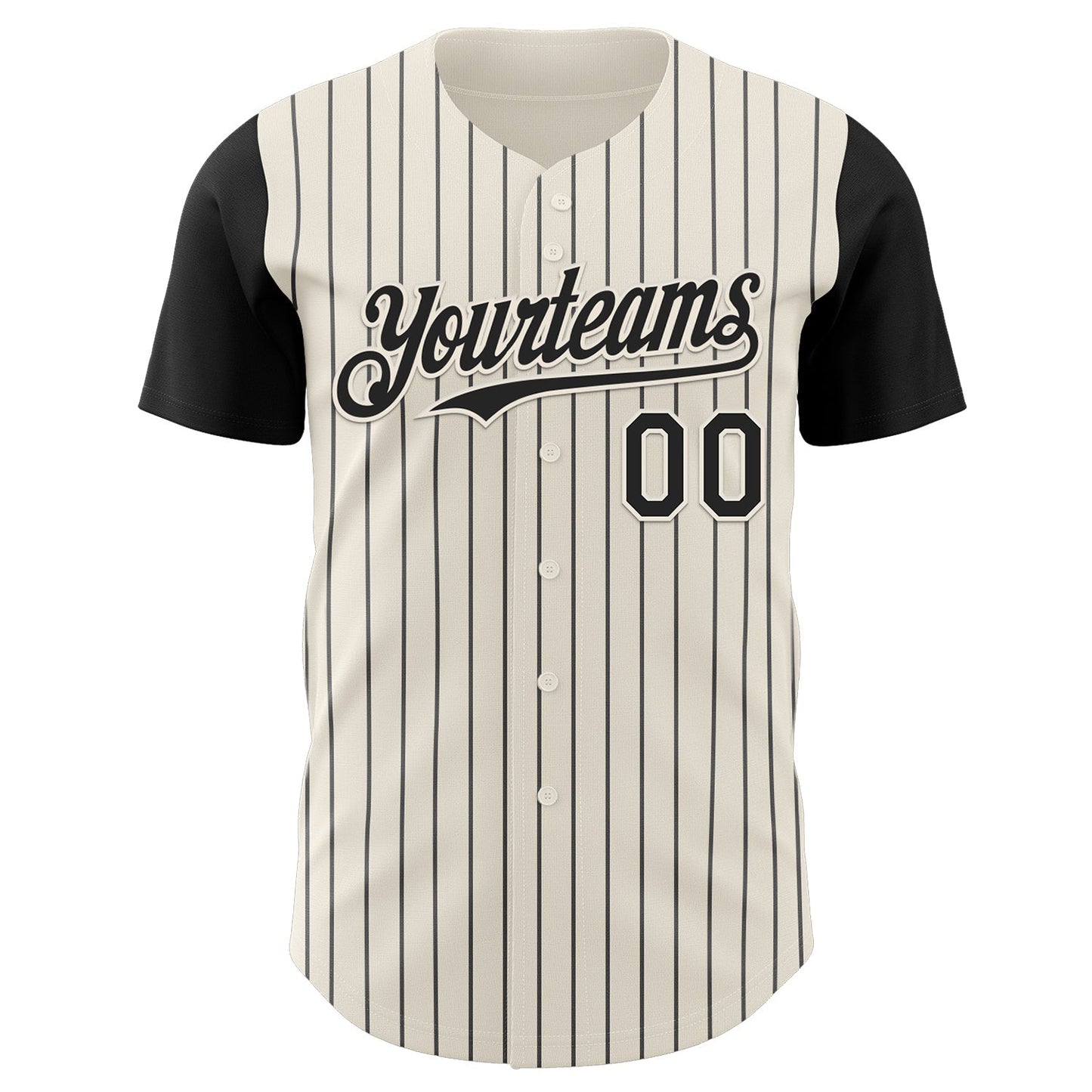 Custom Cream Black Pinstripe Black Authentic Two Tone Baseball Jersey baseball jersey product view 2