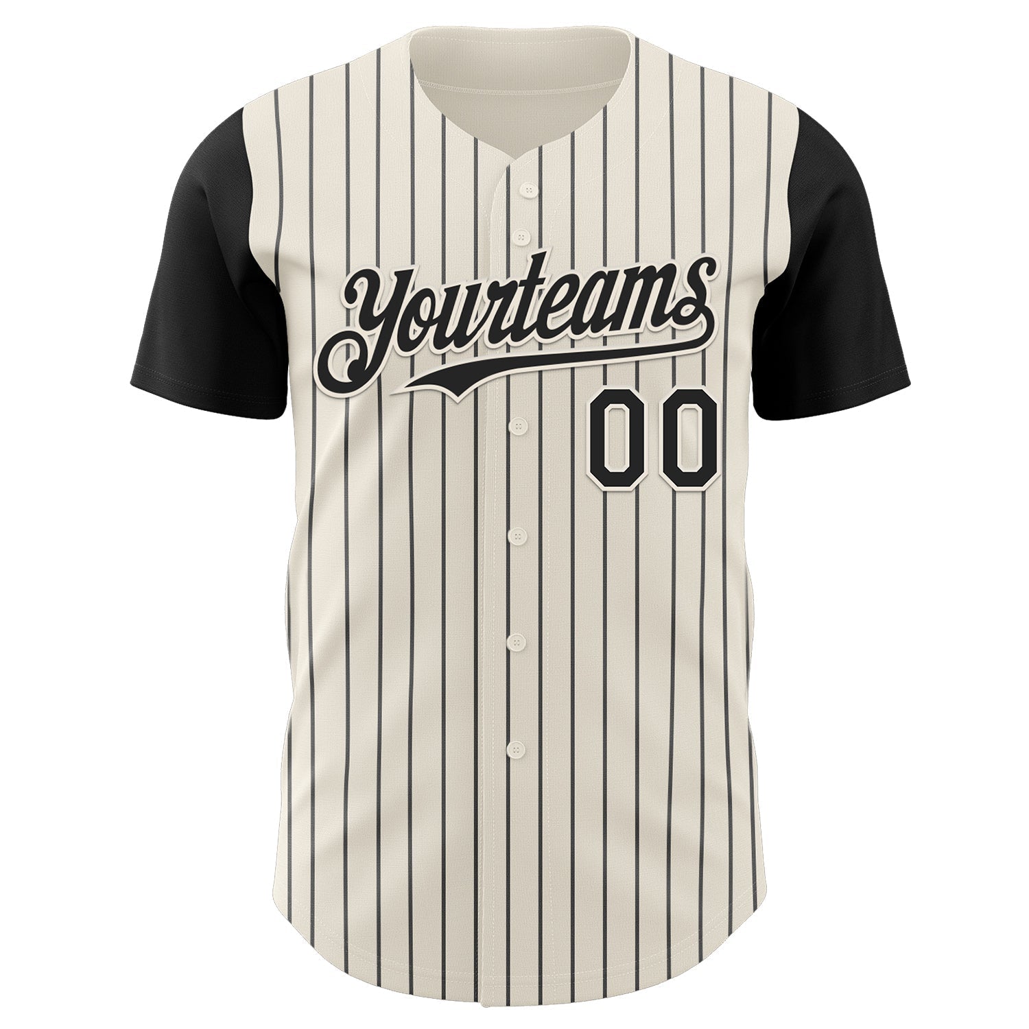 Custom Cream Black Pinstripe Black Authentic Two Tone Baseball Jersey baseball jersey product view 2