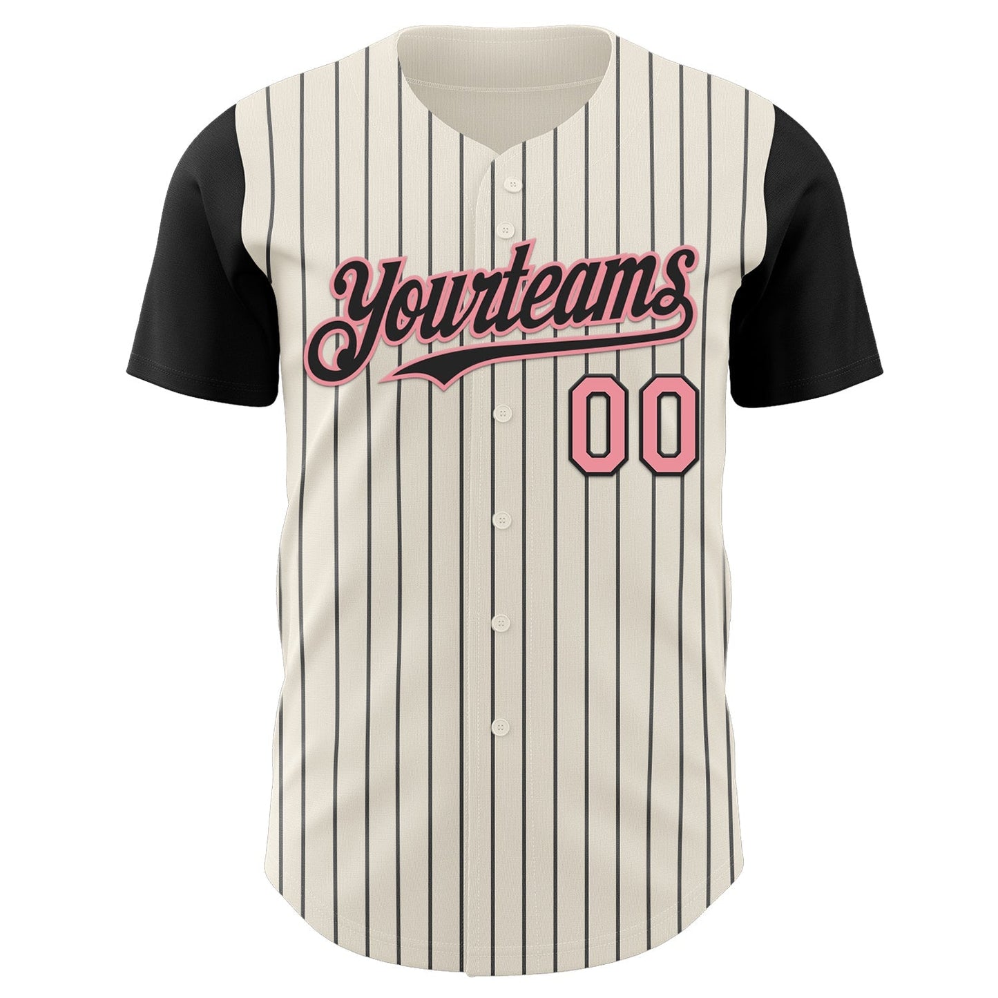 Custom Cream Black Pinstripe Medium Pink Authentic Two Tone Baseball Jersey baseball jersey product view 2