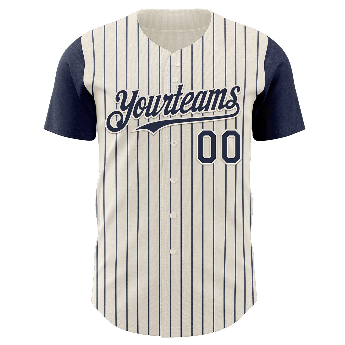 Custom Cream Navy Pinstripe Navy Authentic Two Tone Baseball Jersey baseball jersey product view 2