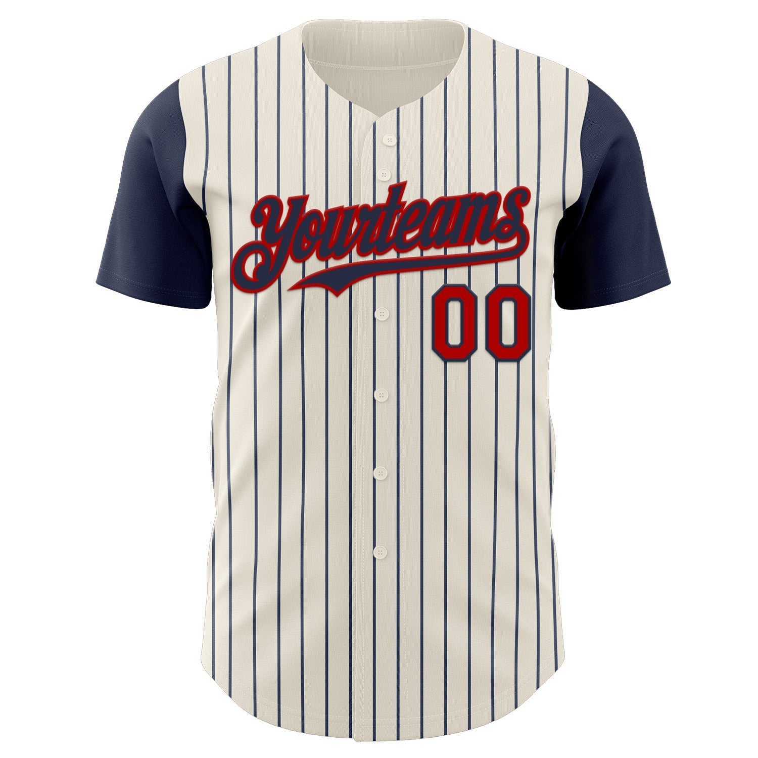 Custom Cream Navy Pinstripe Red Authentic Two Tone Baseball Jersey baseball jersey product view 2