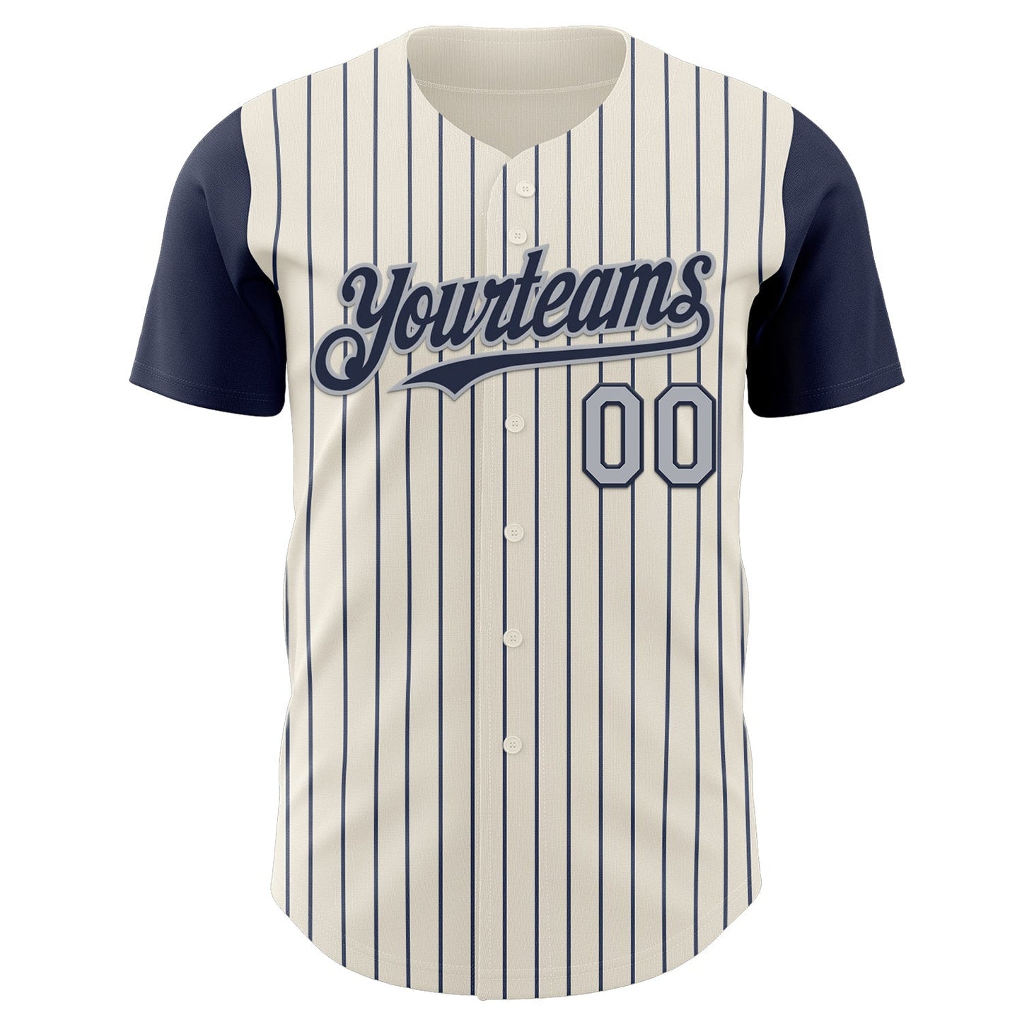 Custom Cream Navy Pinstripe Gray Authentic Two Tone Baseball Jersey baseball jersey product view 2