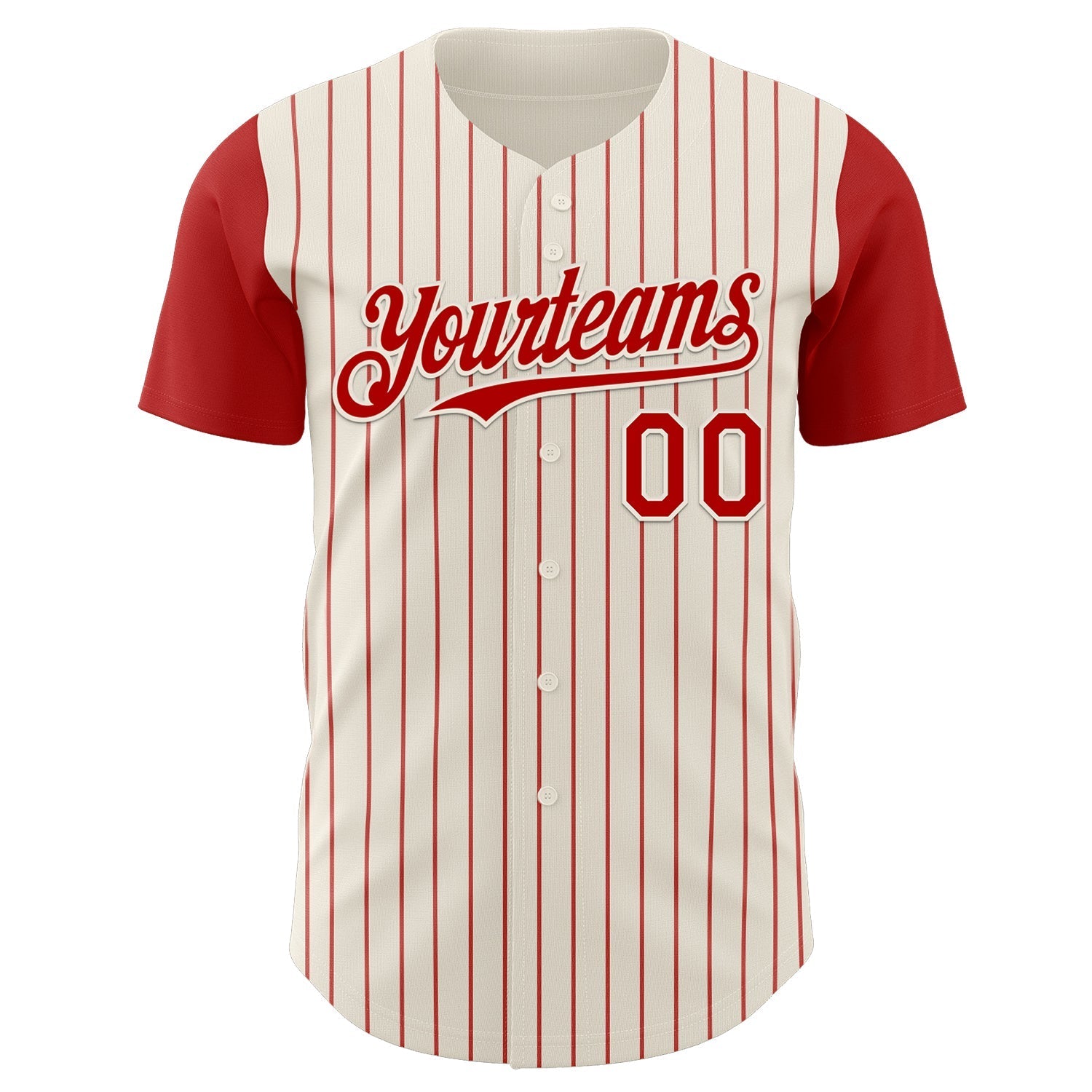 Custom Cream Red Pinstripe Red Authentic Two Tone Baseball Jersey baseball jersey product view 2