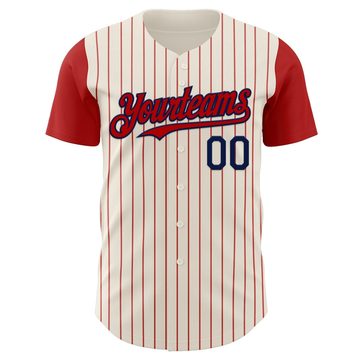 Custom Cream Red Pinstripe Navy Authentic Two Tone Baseball Jersey baseball jersey product view 2