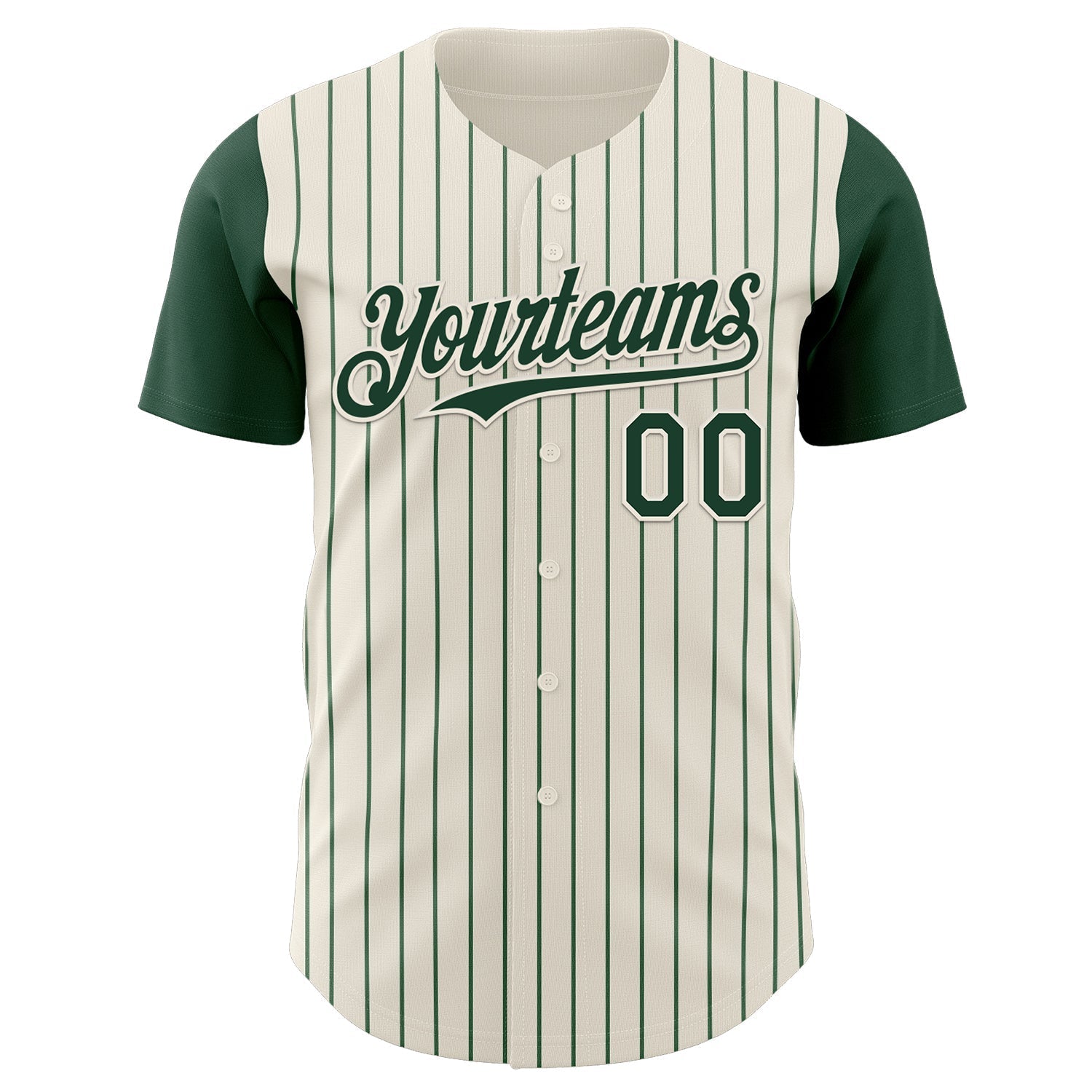 Custom Cream Green Pinstripe Green Authentic Two Tone Baseball Jersey baseball jersey product view 2