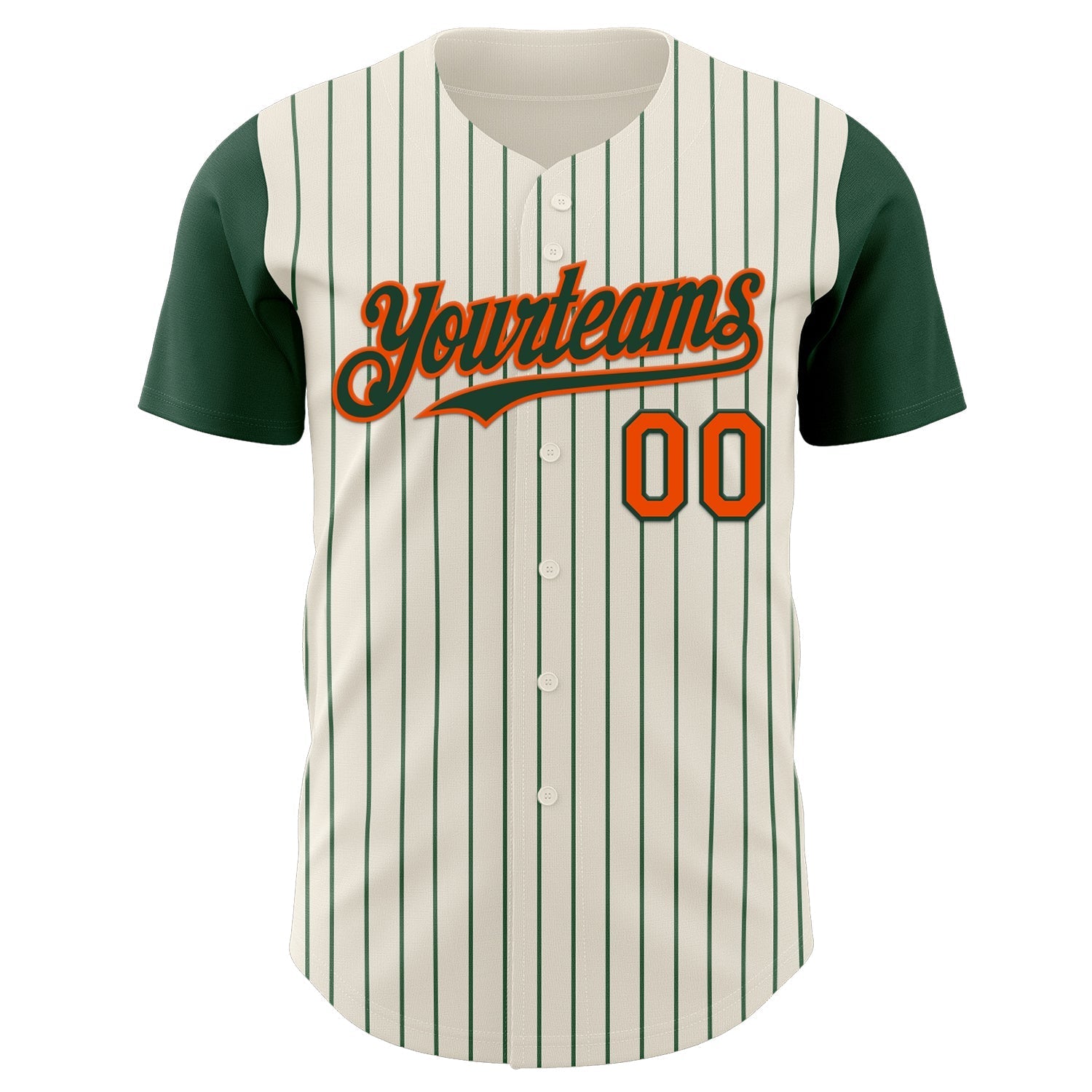 Custom Cream Green Pinstripe Orange Authentic Two Tone Baseball Jersey baseball jersey product view 2