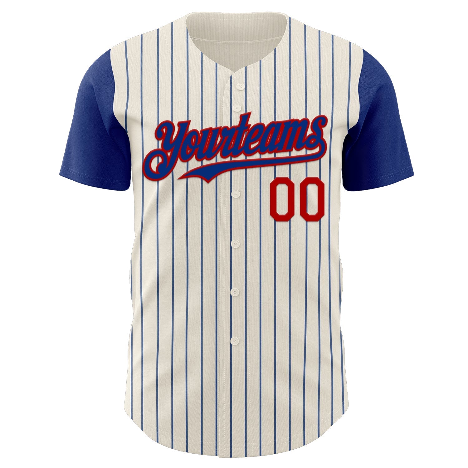 Custom Cream Royal Pinstripe Red Authentic Two Tone Baseball Jersey baseball jersey product view 2