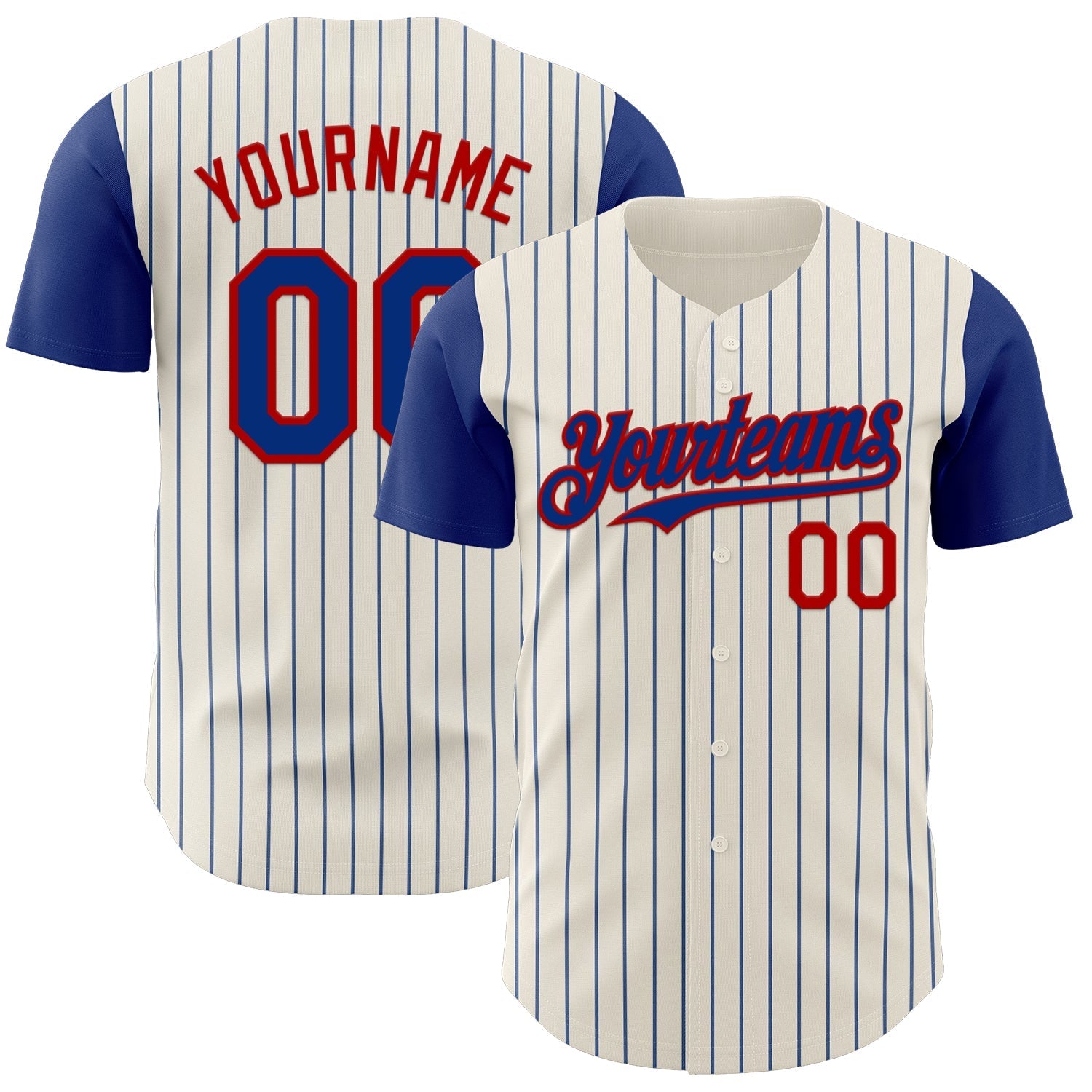 Custom Cream Royal Pinstripe Red Authentic Two Tone Baseball Jersey baseball jersey product view 1