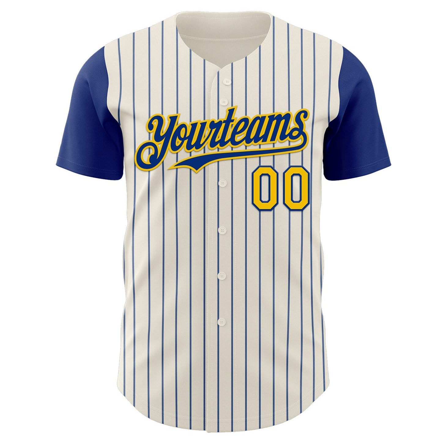 Custom Cream Royal Pinstripe Yellow Authentic Two Tone Baseball Jersey baseball jersey product view 2