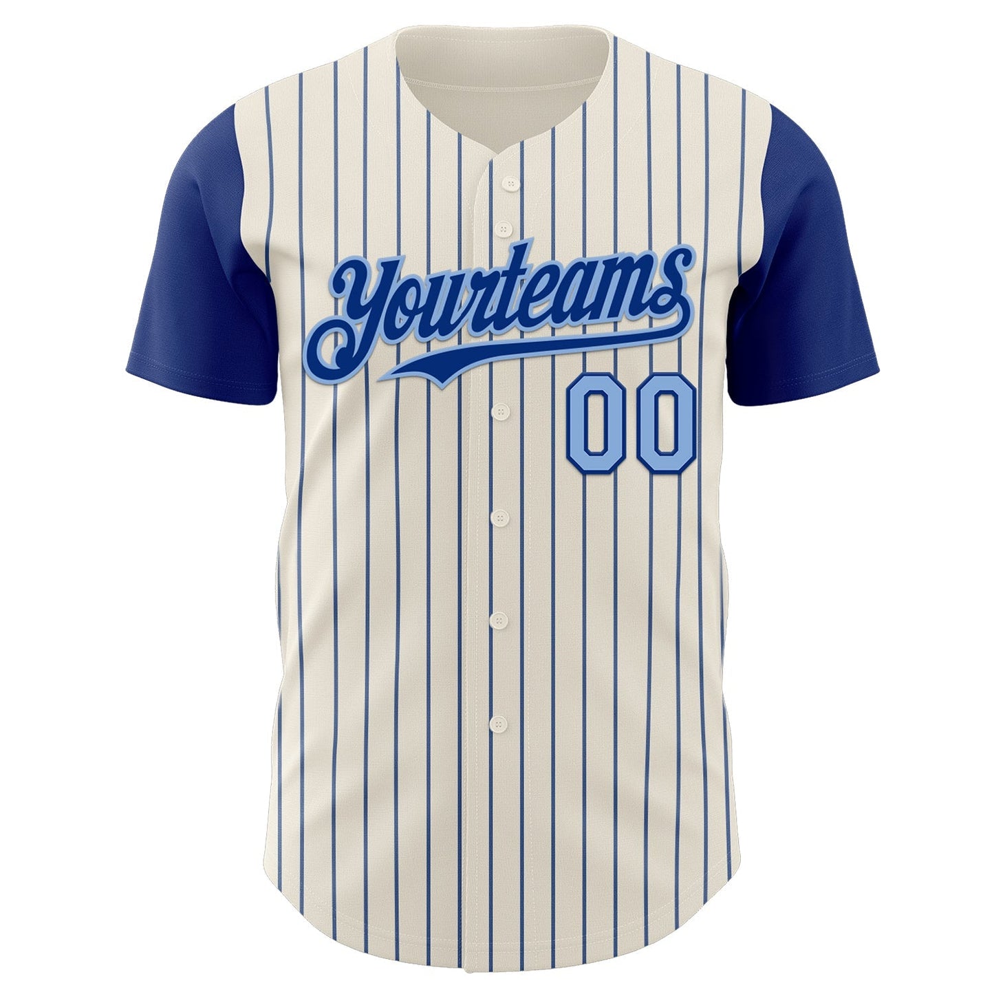 Custom Cream Royal Pinstripe Light Blue Authentic Two Tone Baseball Jersey baseball jersey product view 2