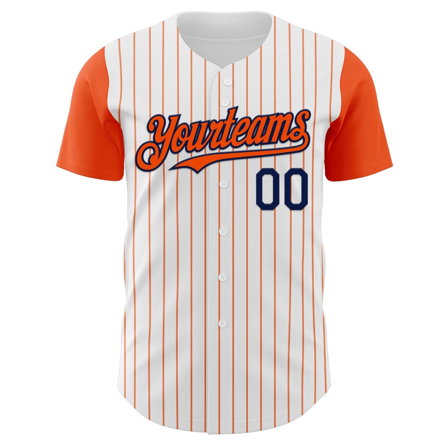 Custom White Orange Pinstripe Navy Authentic Two Tone Baseball Jersey baseball jersey product view 2