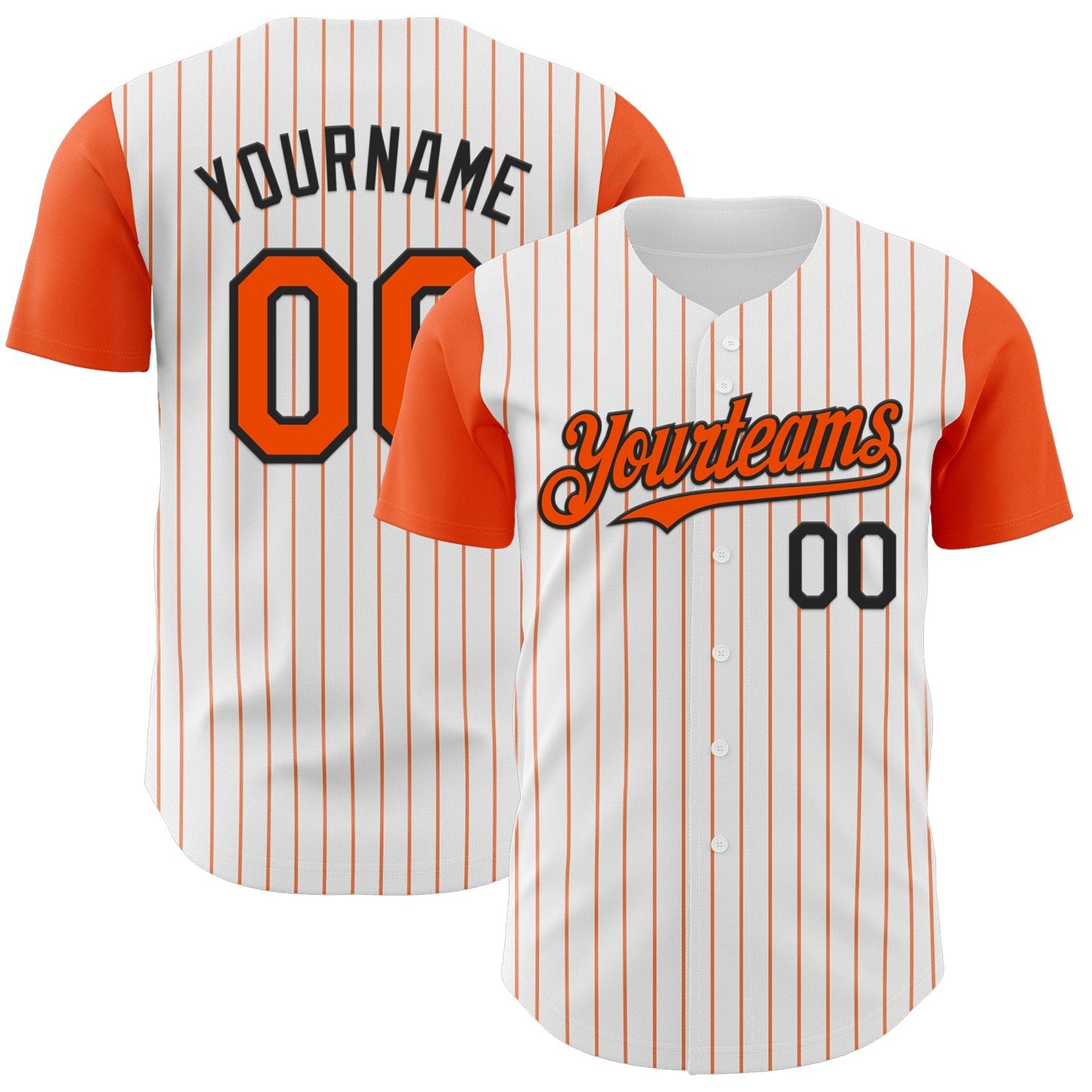Custom White Orange Pinstripe Black Authentic Two Tone Baseball Jersey baseball jersey product view 1