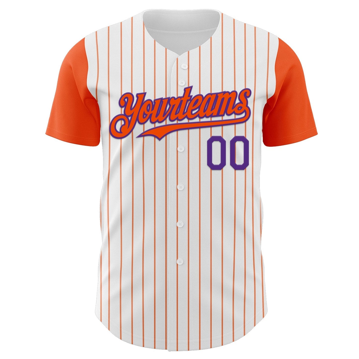 Custom White Orange Pinstripe Purple Authentic Two Tone Baseball Jersey baseball jersey product view 2