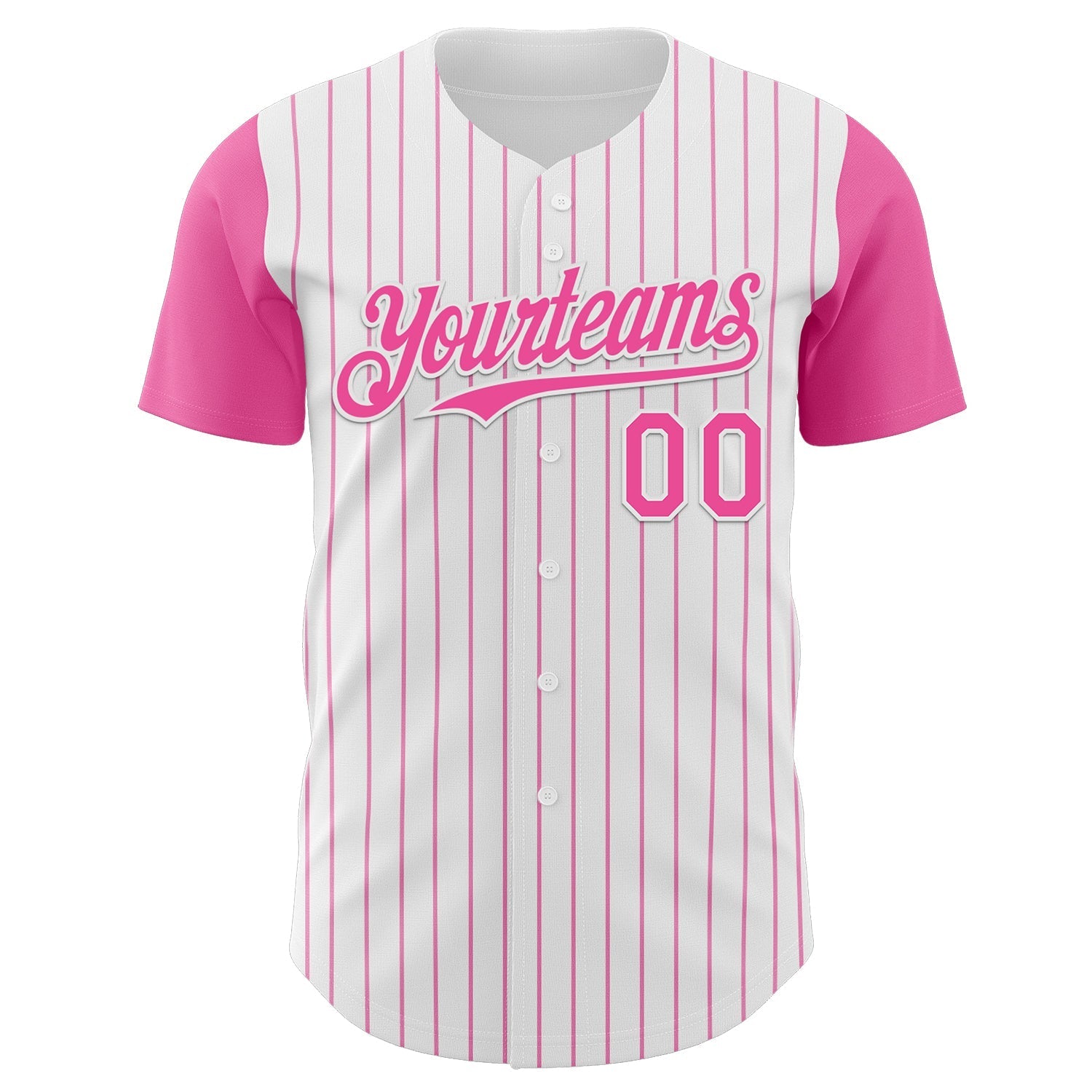 Custom White Pink Pinstripe Pink Authentic Two Tone Baseball Jersey baseball jersey product view 2