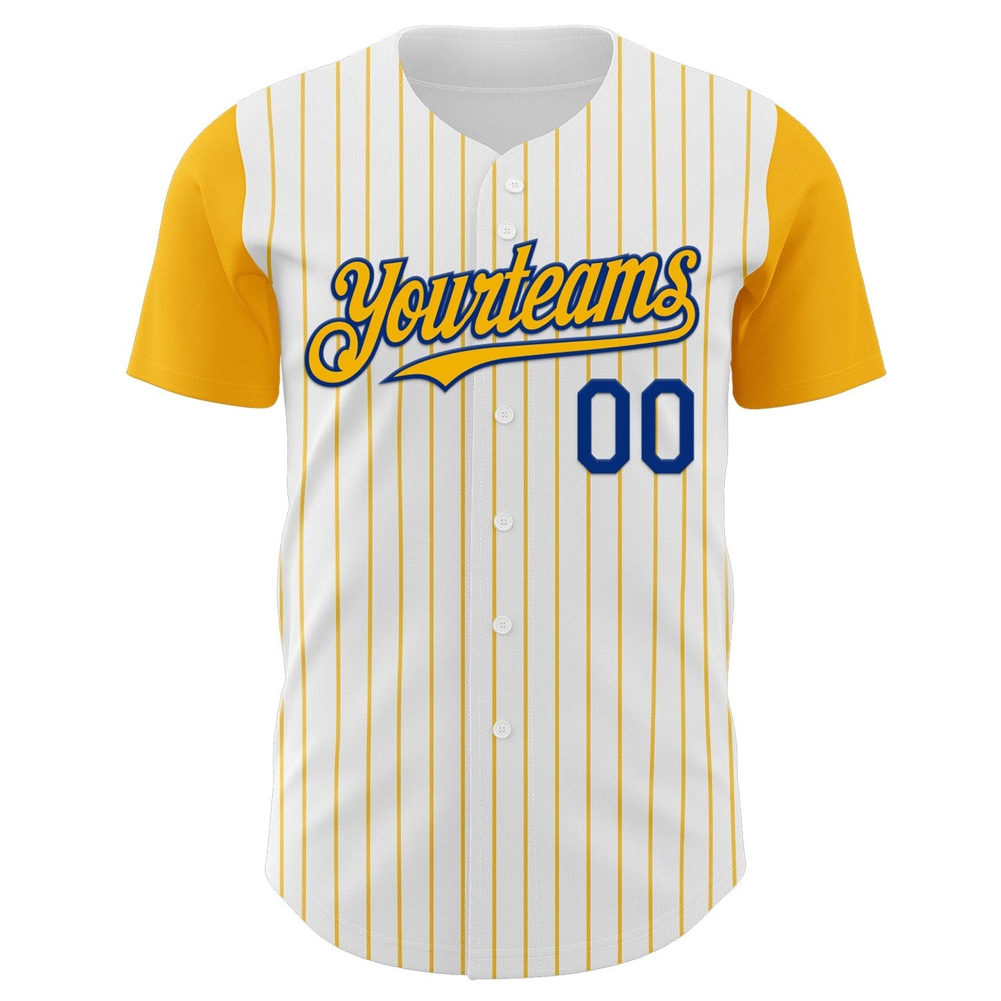 Custom White Gold Pinstripe Royal Authentic Two Tone Baseball Jersey baseball jersey product view 2