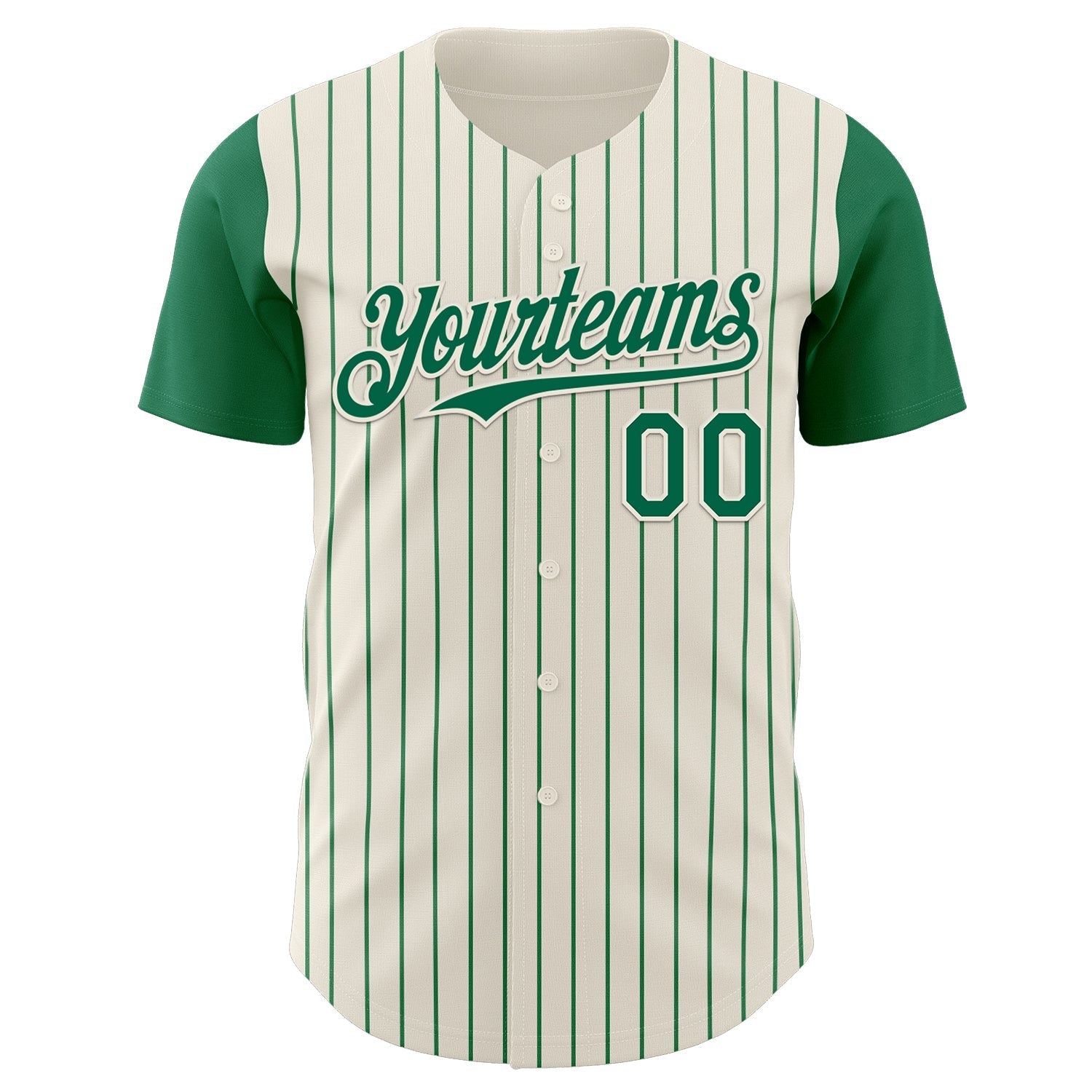 Custom Cream Kelly Green Pinstripe Kelly Green Authentic Two Tone Baseball Jersey baseball jersey product view 2