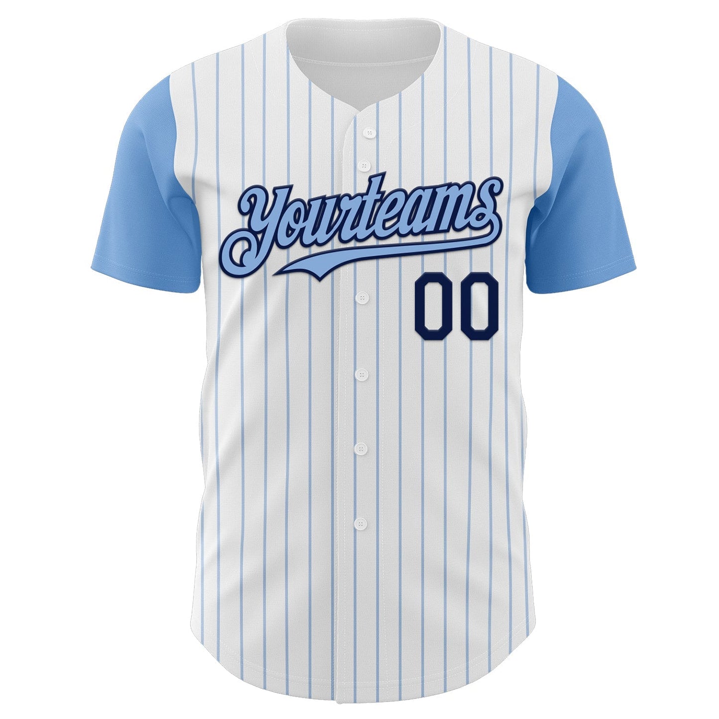 Custom White Light Blue Pinstripe Navy Authentic Two Tone Baseball Jersey baseball jersey product view 2