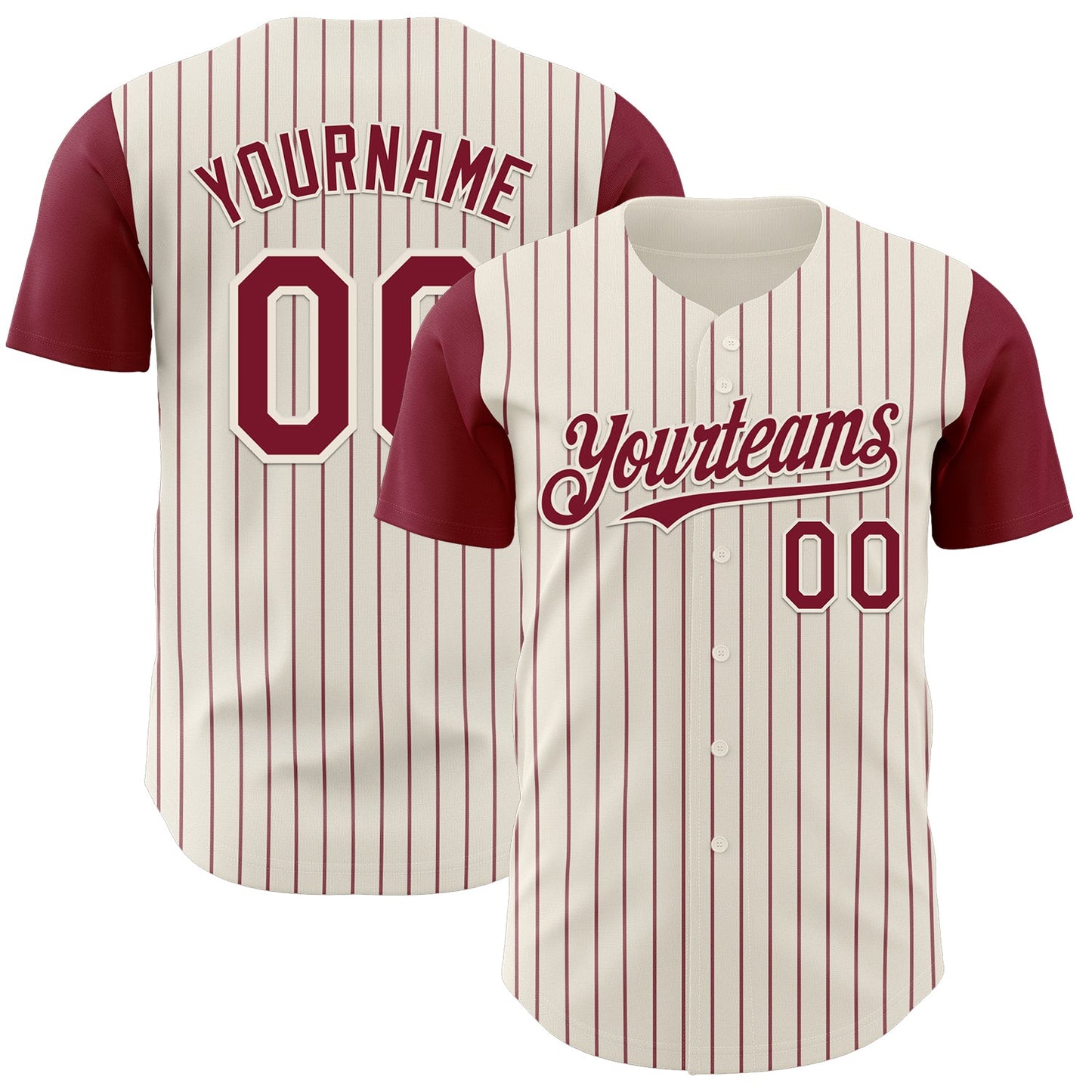 Custom Cream Crimson Pinstripe Crimson Authentic Two Tone Baseball Jersey baseball jersey product view 1