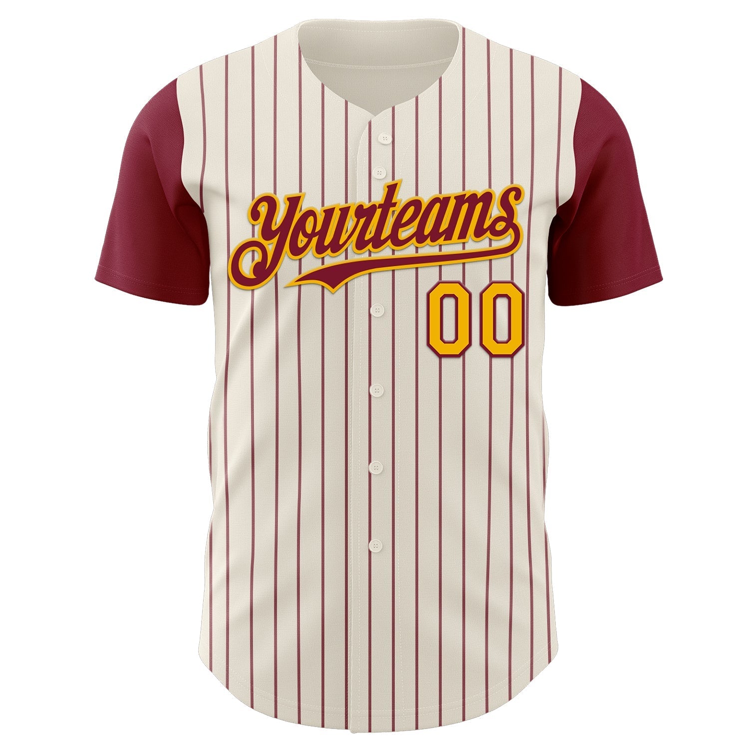 Custom Cream Crimson Pinstripe Gold Authentic Two Tone Baseball Jersey baseball jersey product view 2