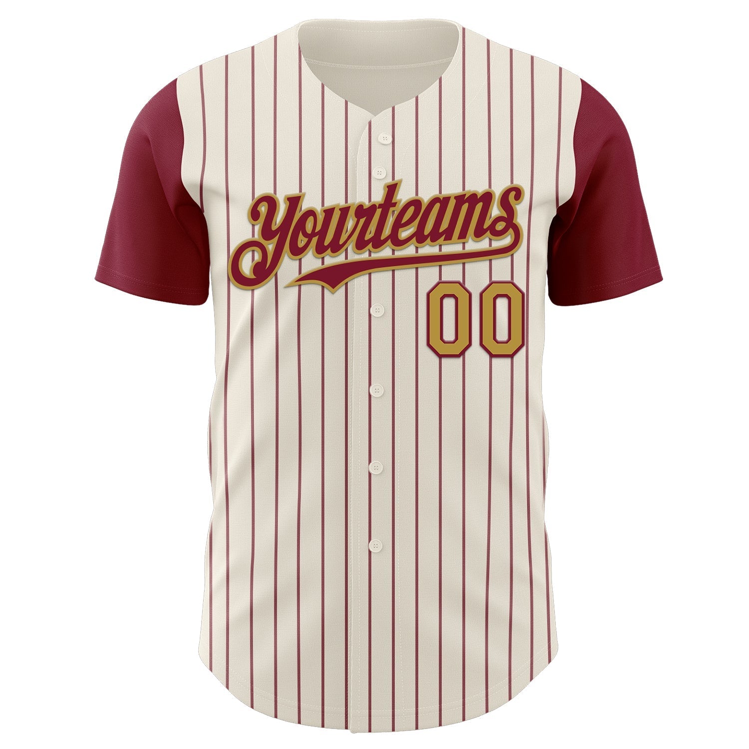 Custom Cream Crimson Pinstripe Old Gold Authentic Two Tone Baseball Jersey baseball jersey product view 2