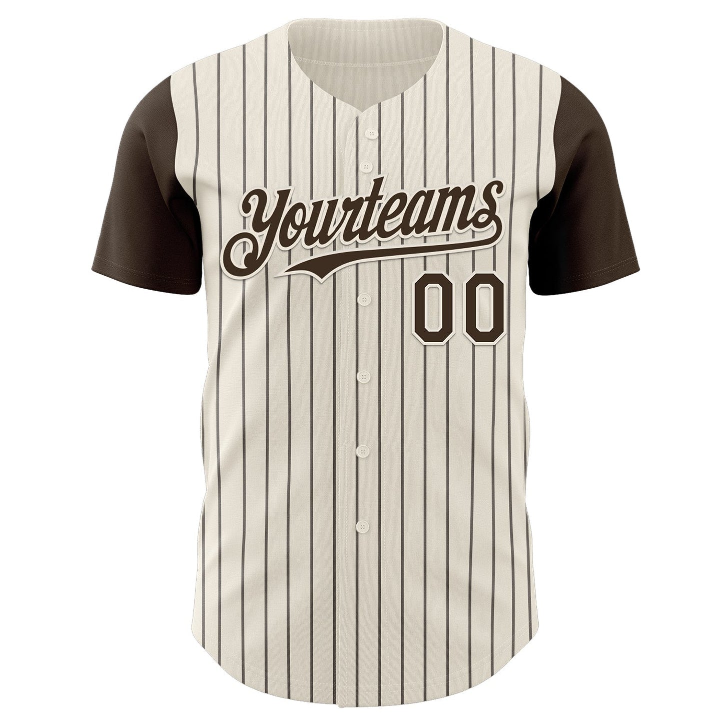 Custom Cream Brown Pinstripe Brown Authentic Two Tone Baseball Jersey baseball jersey product view 2