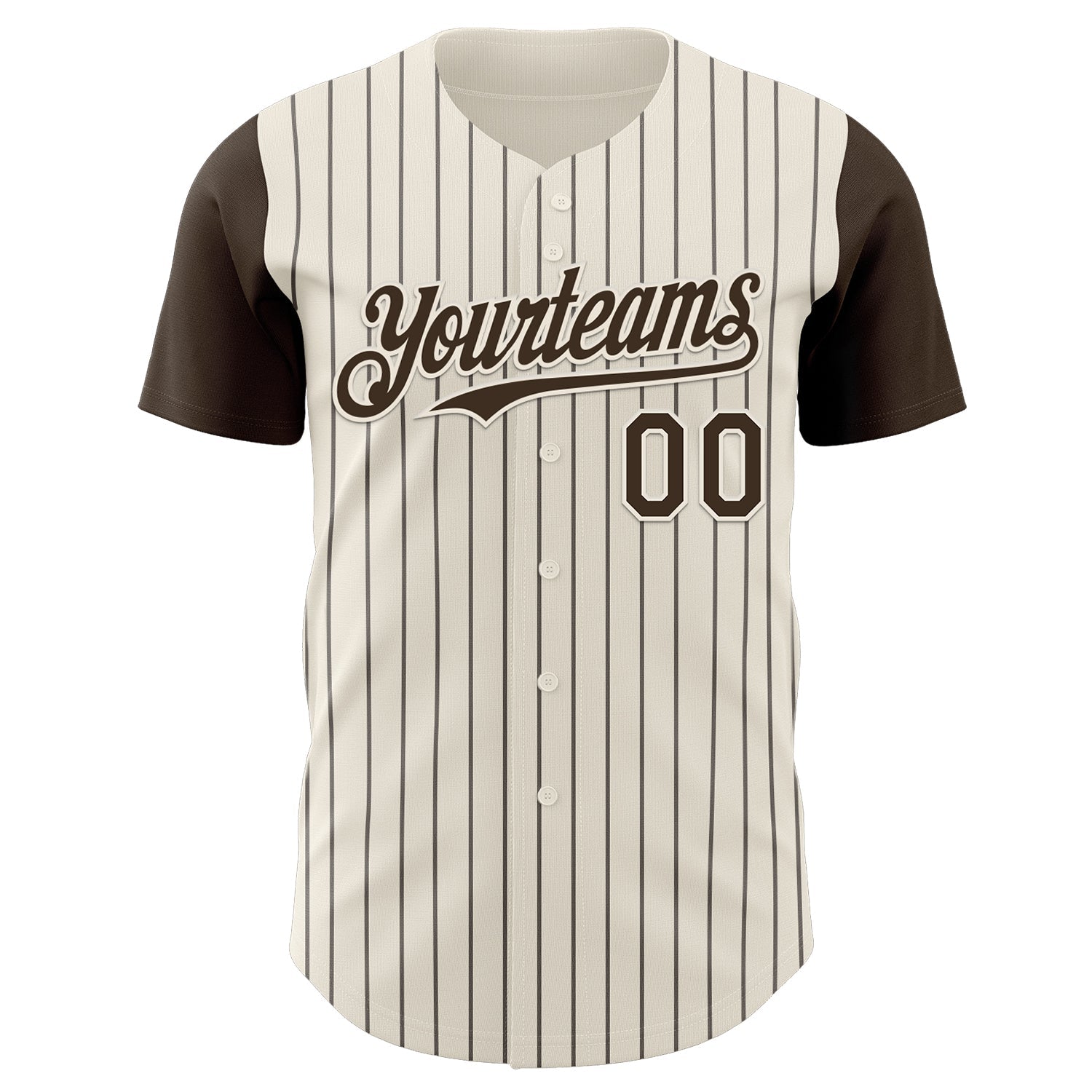 Custom Cream Brown Pinstripe Brown Authentic Two Tone Baseball Jersey baseball jersey product view 2